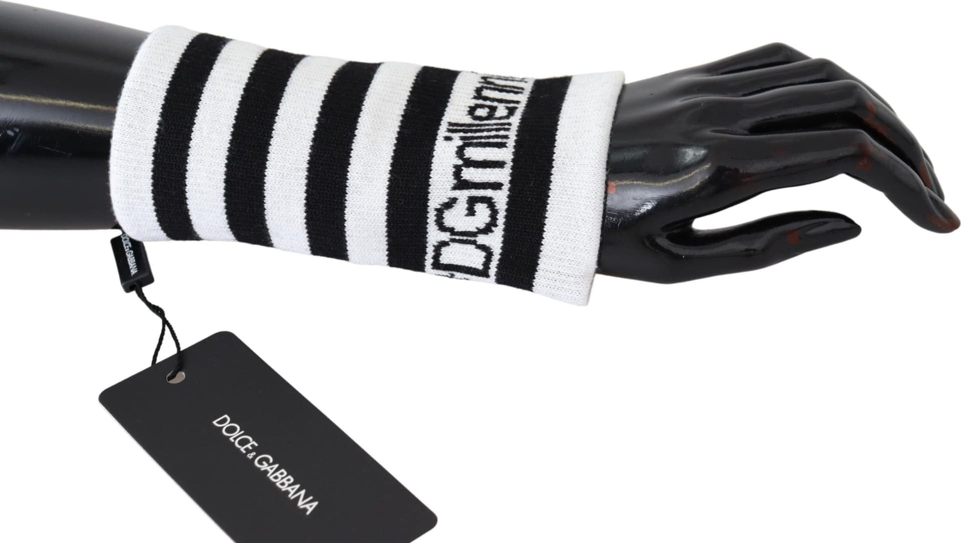 Dolce & Gabbana Black White Wool DGMillennials Wristband Wrap - 3