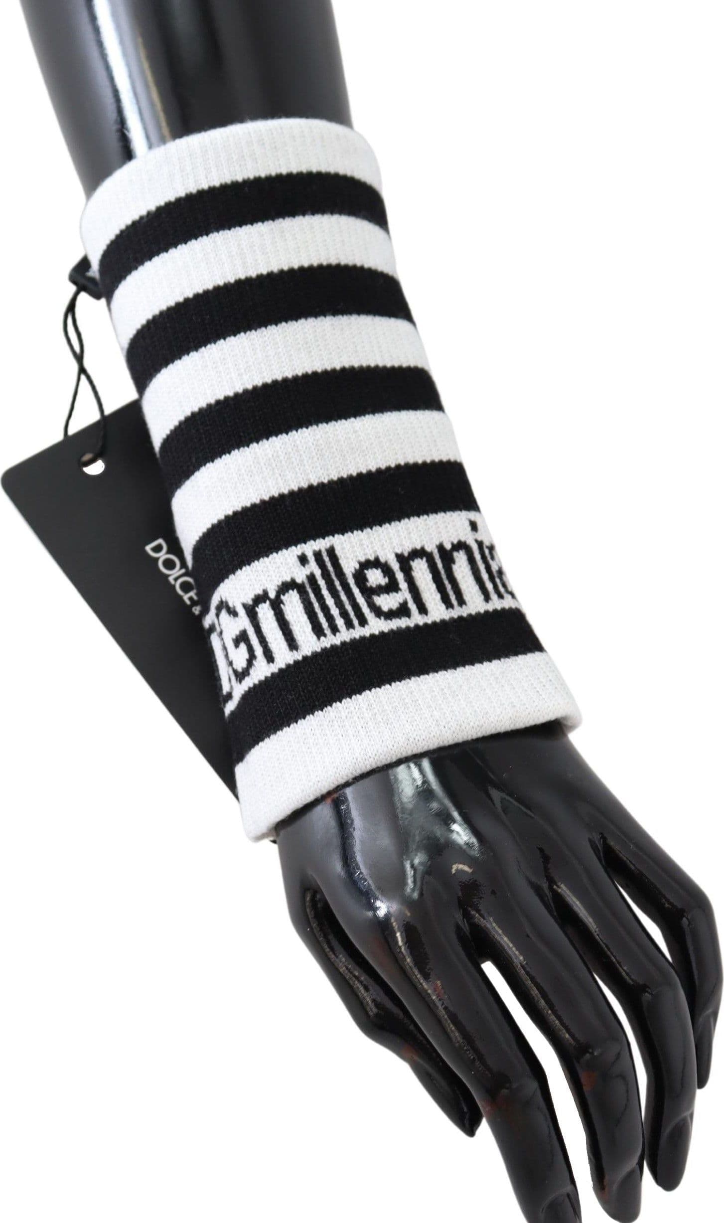 Dolce & Gabbana Black White Wool DGMillennials Wristband Wrap - 5