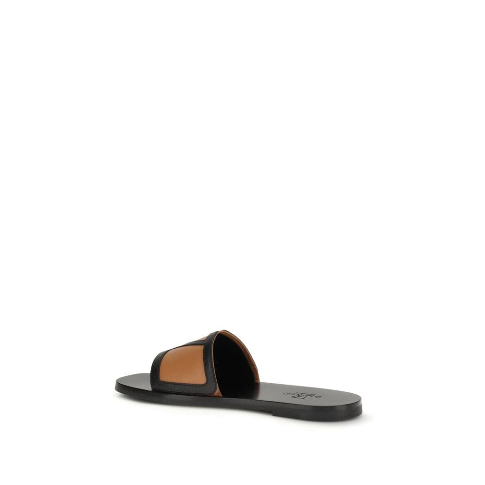 Valentino Garavani Black Calf Leather Bos Taurus Flat Sandals - 3