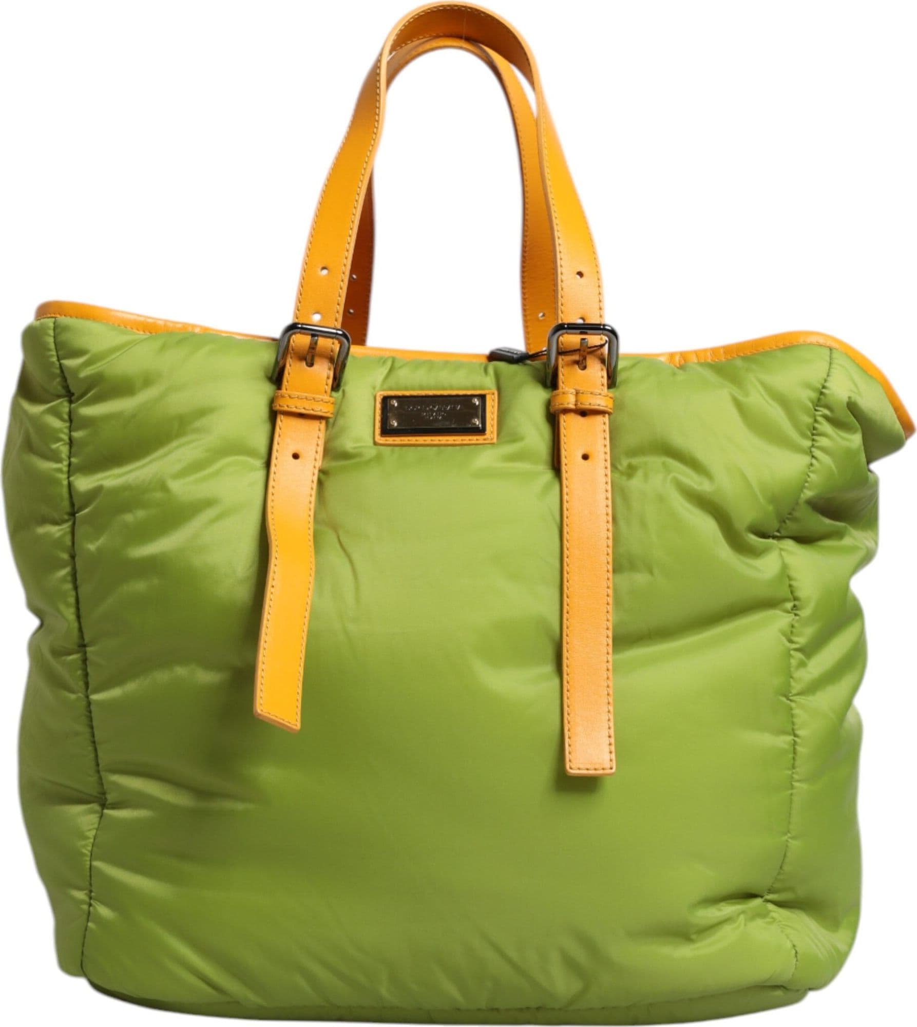 Dolce & Gabbana Green Nylon Padded Logo Plaque Tote Crossbody Bag - 2