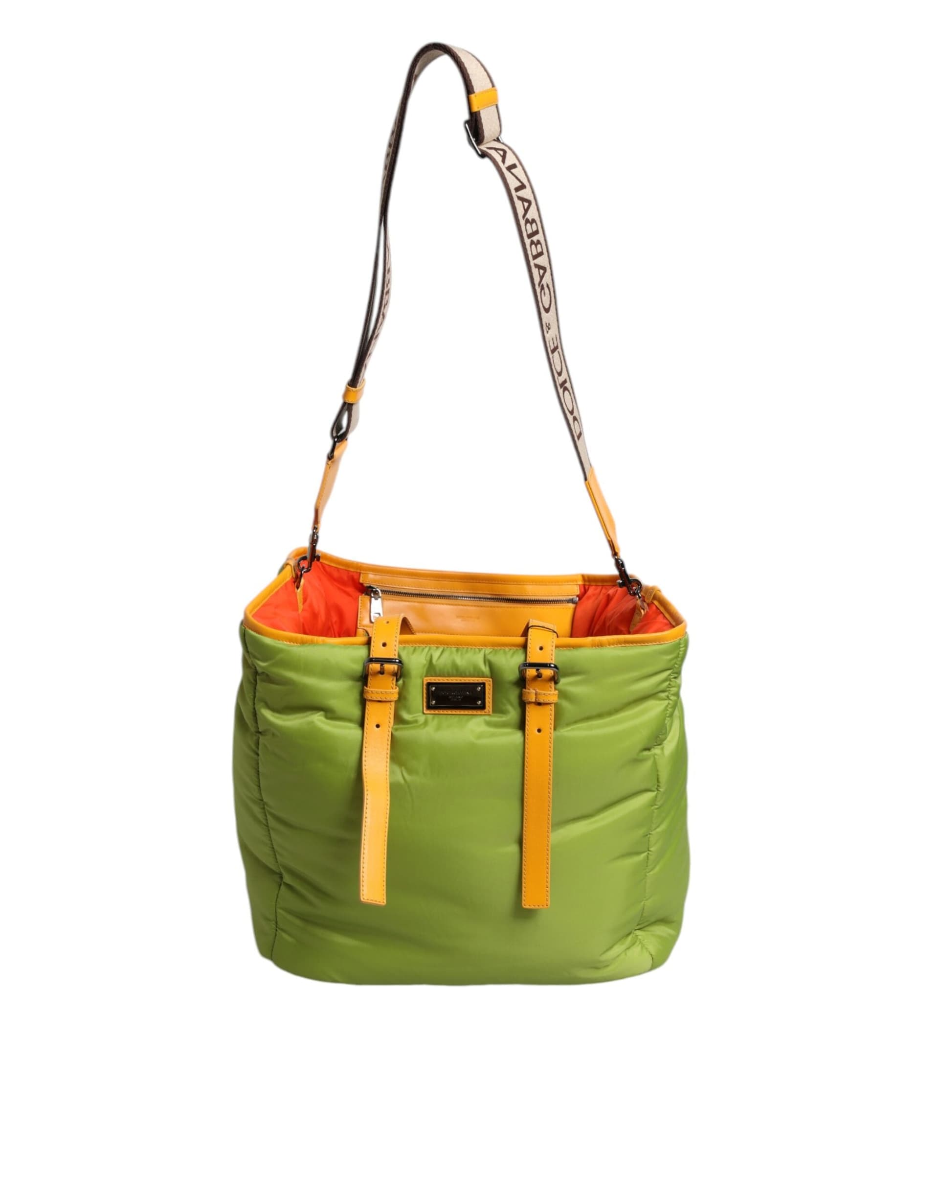 Dolce & Gabbana Green Nylon Padded Logo Plaque Tote Crossbody Bag - 5