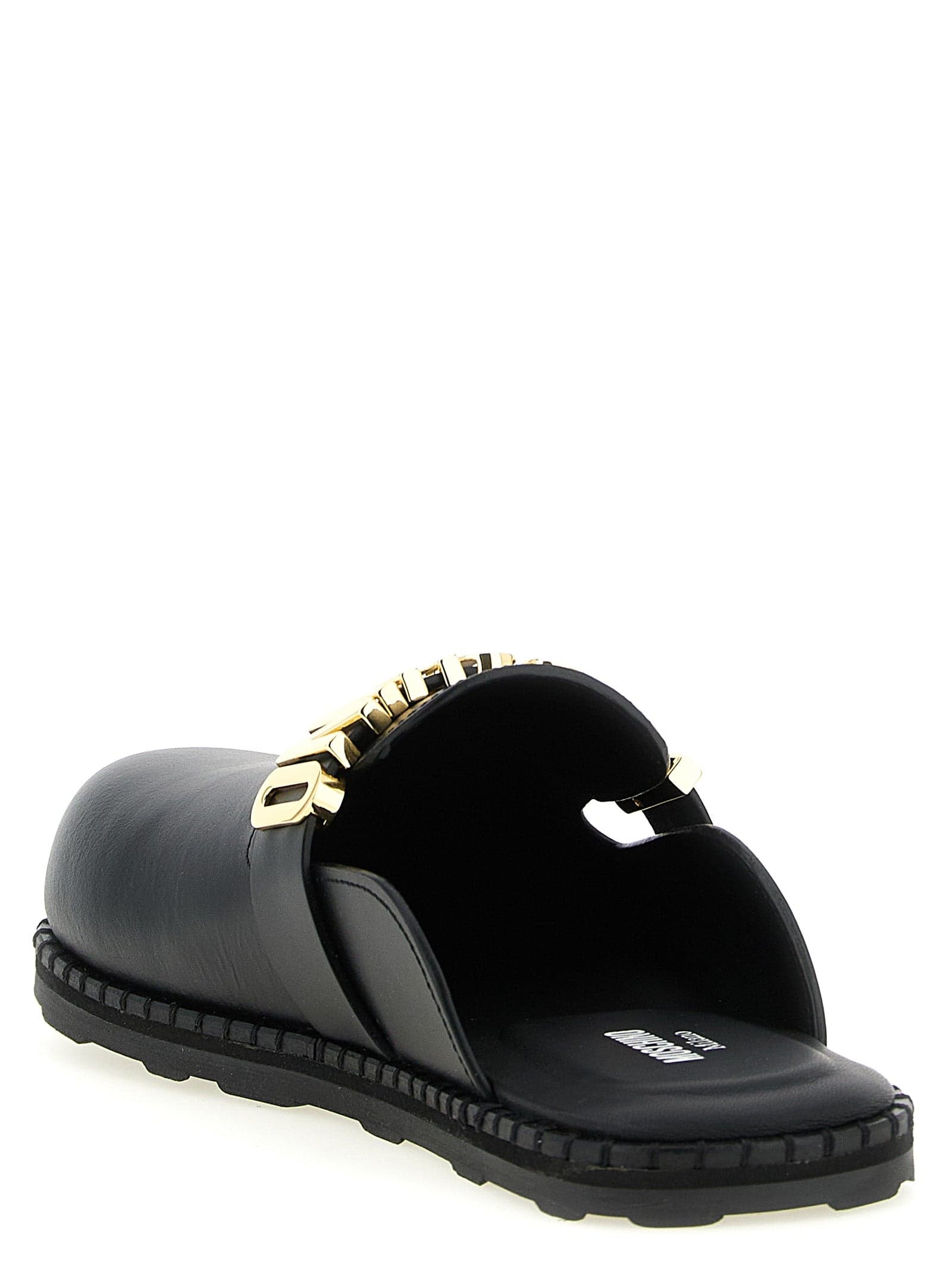 Moschino Black Calfskin Clogs - 3
