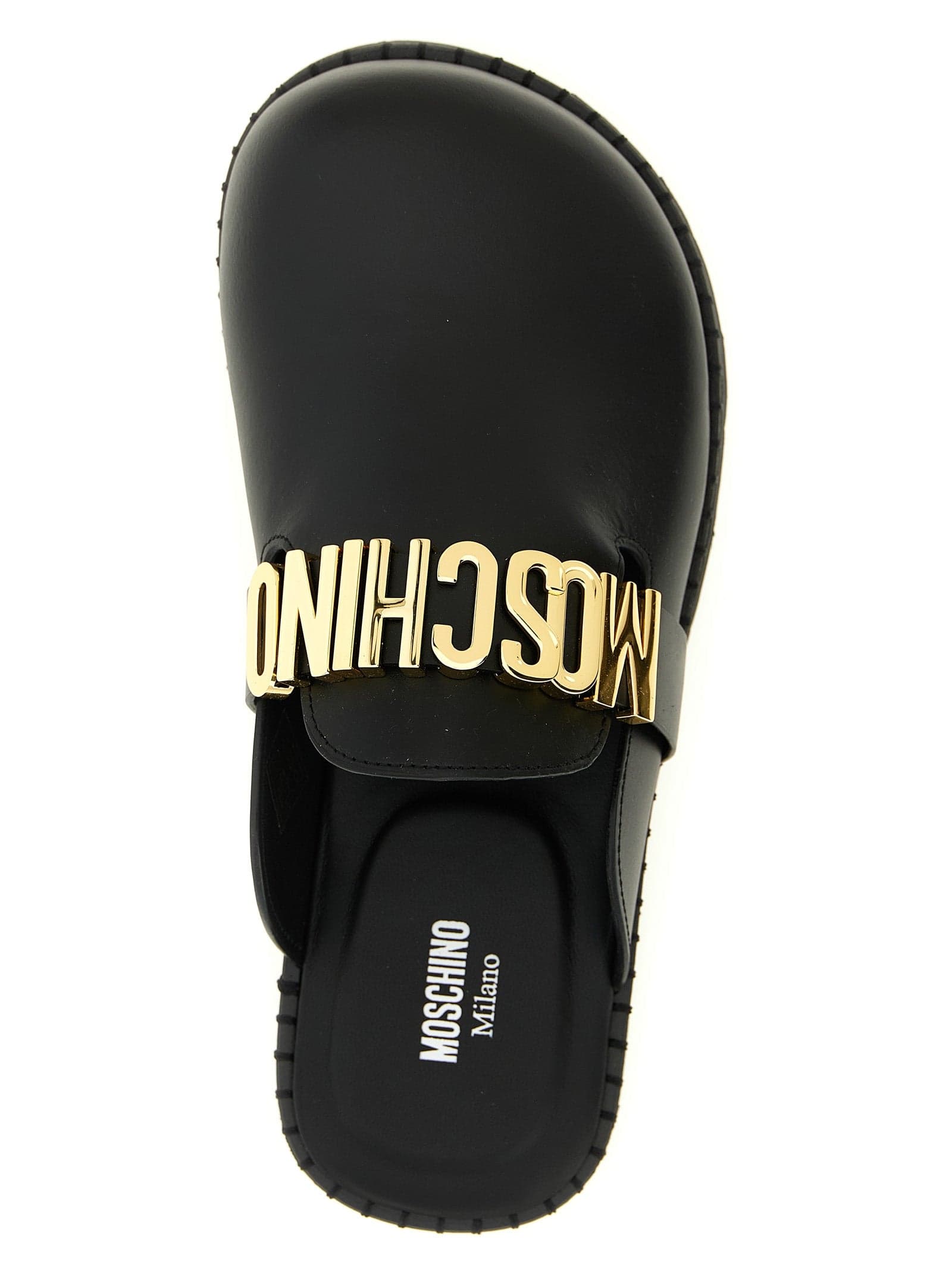 Moschino Black Calfskin Clogs - 4