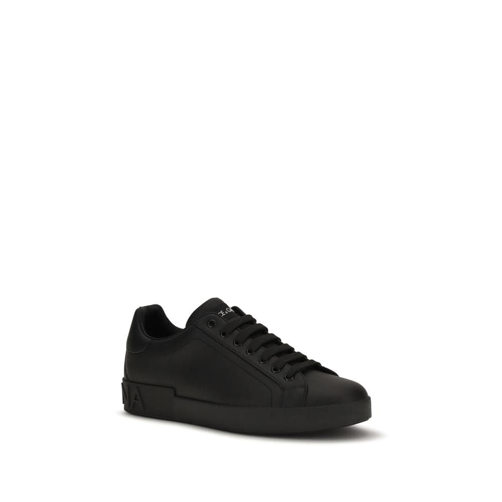 Dolce & Gabbana Black Calf Leather Bos Taurus Low Top Sneakers - 2