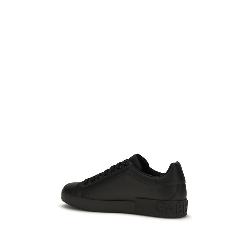 Dolce & Gabbana Black Calf Leather Bos Taurus Low Top Sneakers - 3