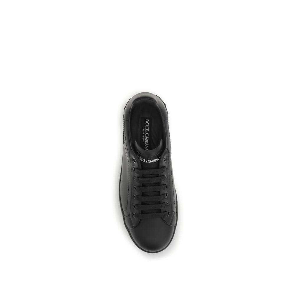 Dolce & Gabbana Black Calf Leather Bos Taurus Low Top Sneakers - 4