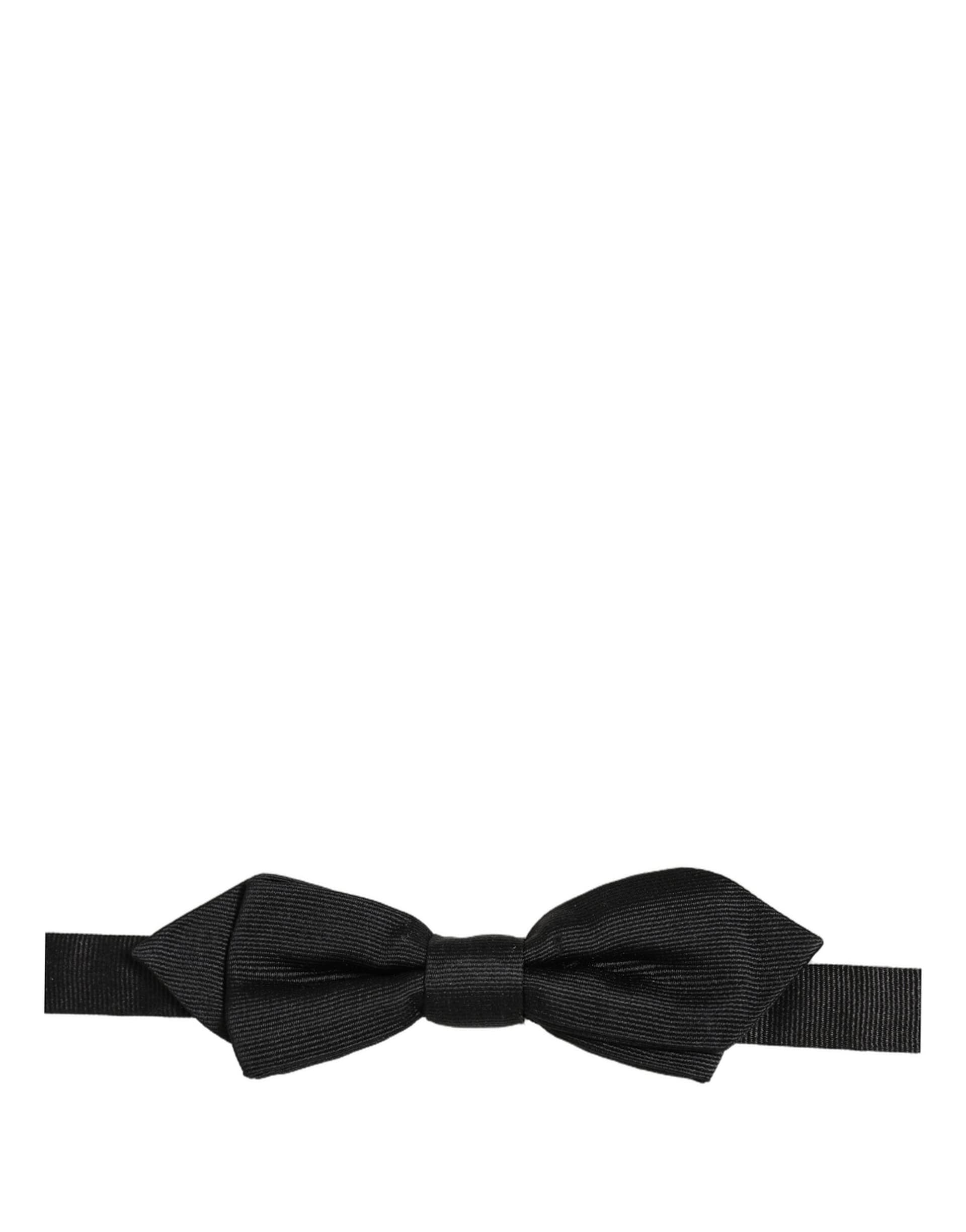 Dolce & Gabbana Men Black 100% Silk Adjustable Neck Papillon Bow Tie - 3