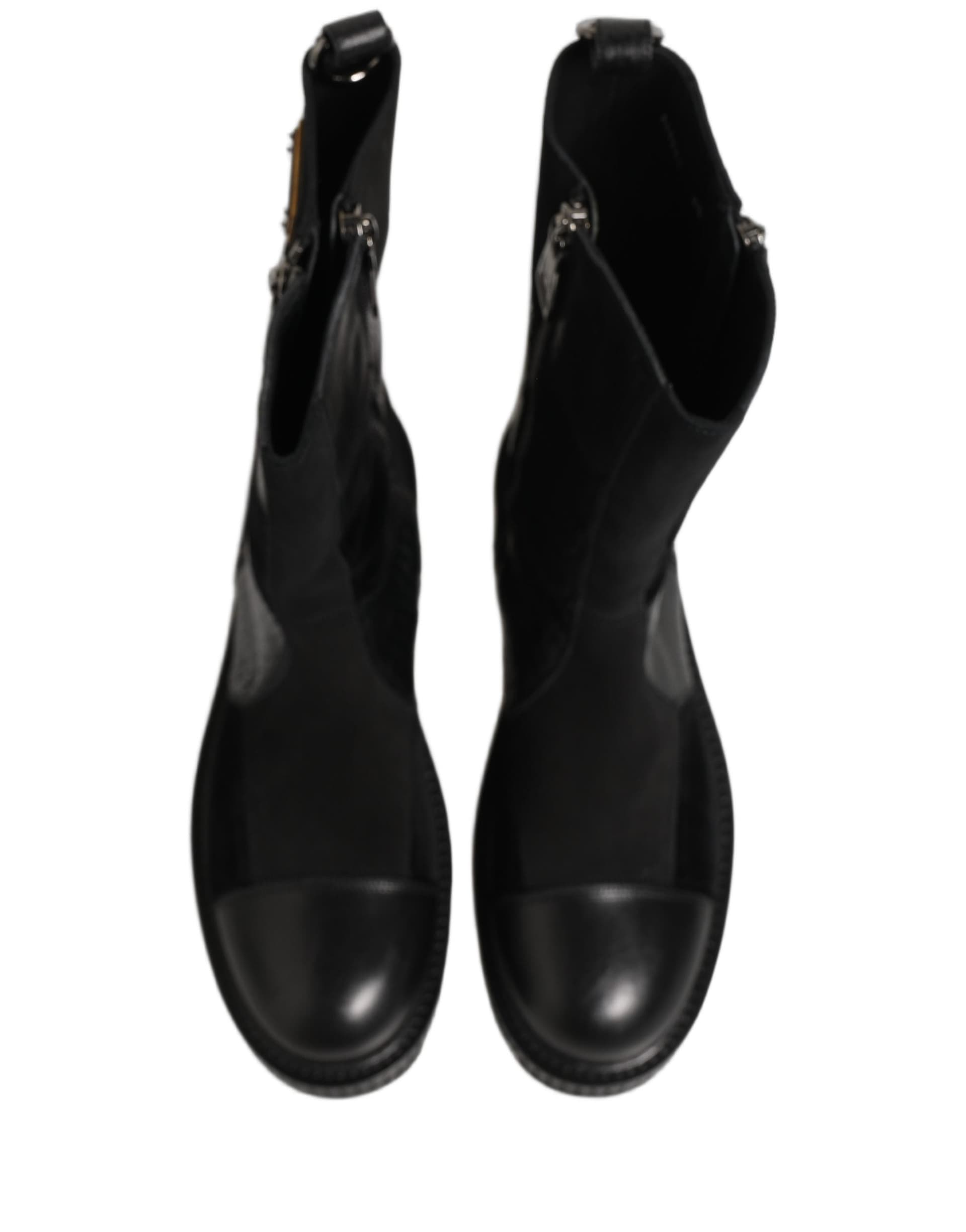 Dolce & Gabbana Black Patchwork Leather Mid Calf Boots Shoes - 8