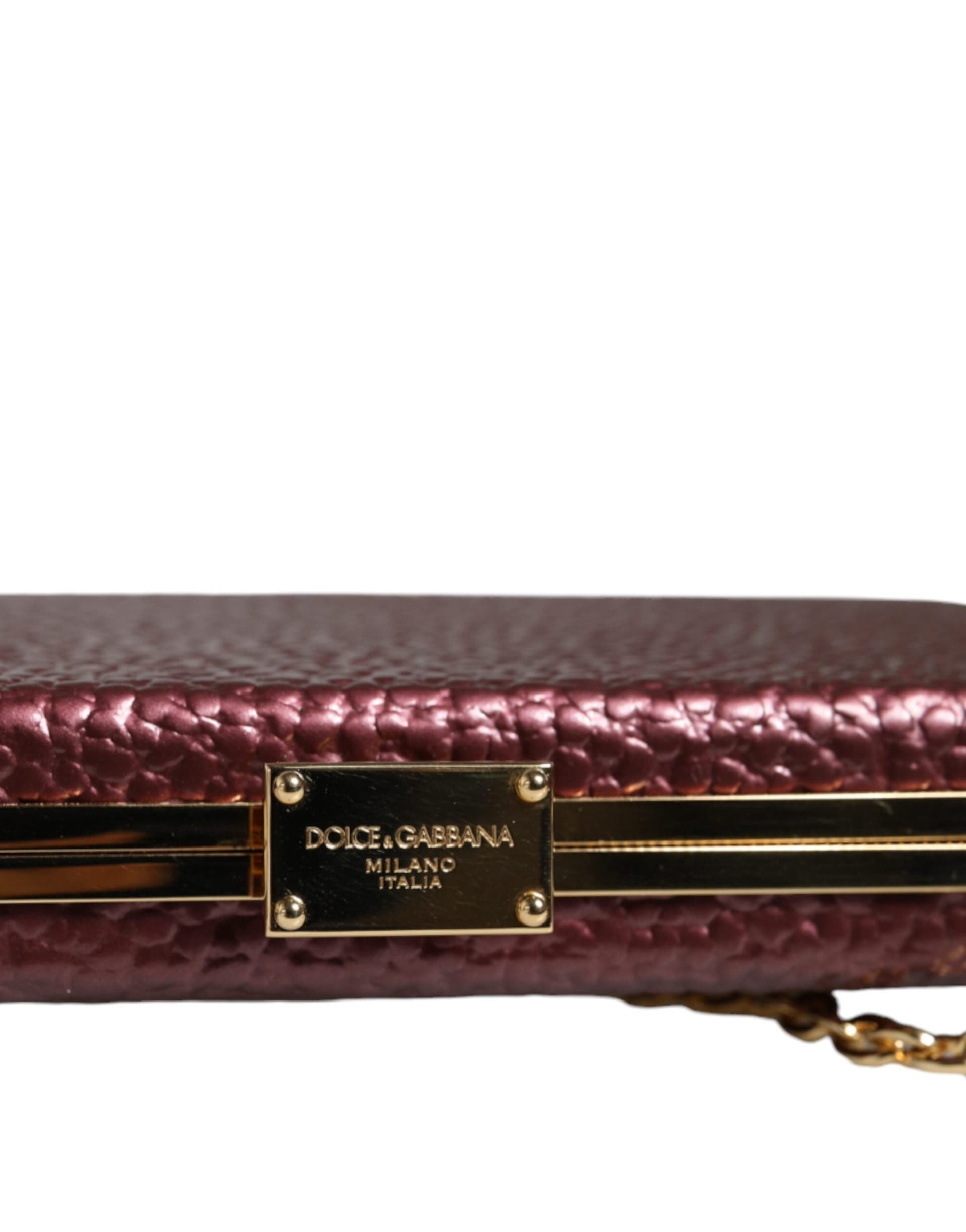 Dolce & Gabbana Maroon Leather Clutch Evening Crossbody Bag - 8