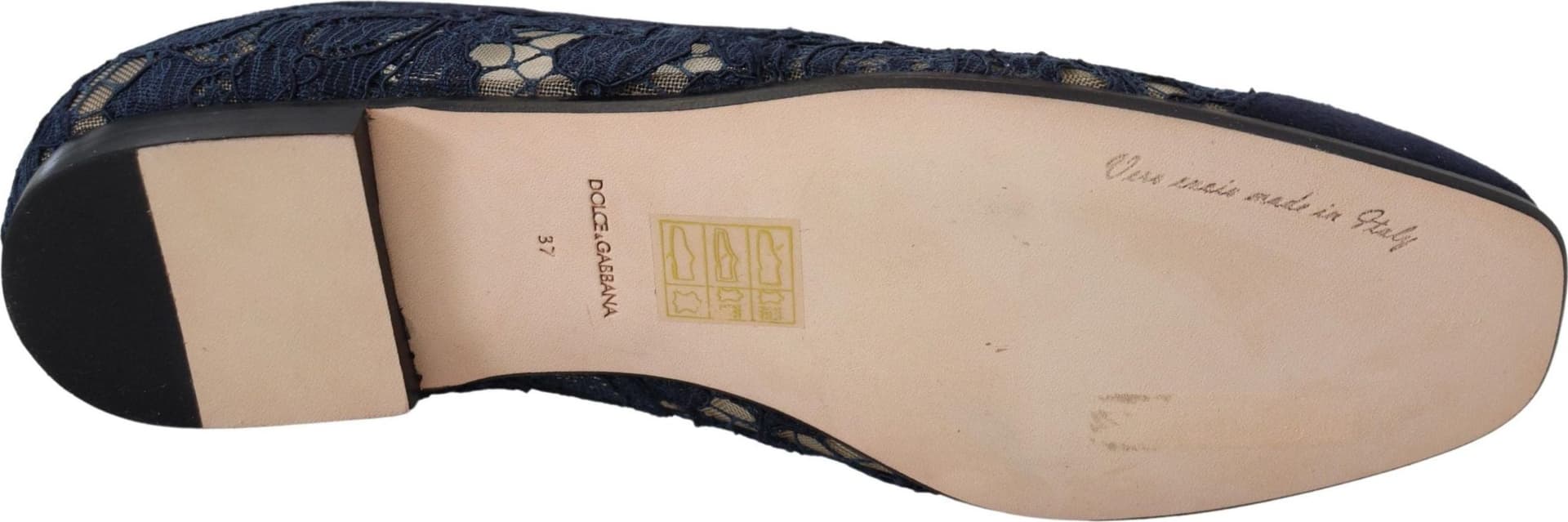 Dolce & Gabbana Blue Floral Lace Slip Ons Loafers Flats Shoes - 5