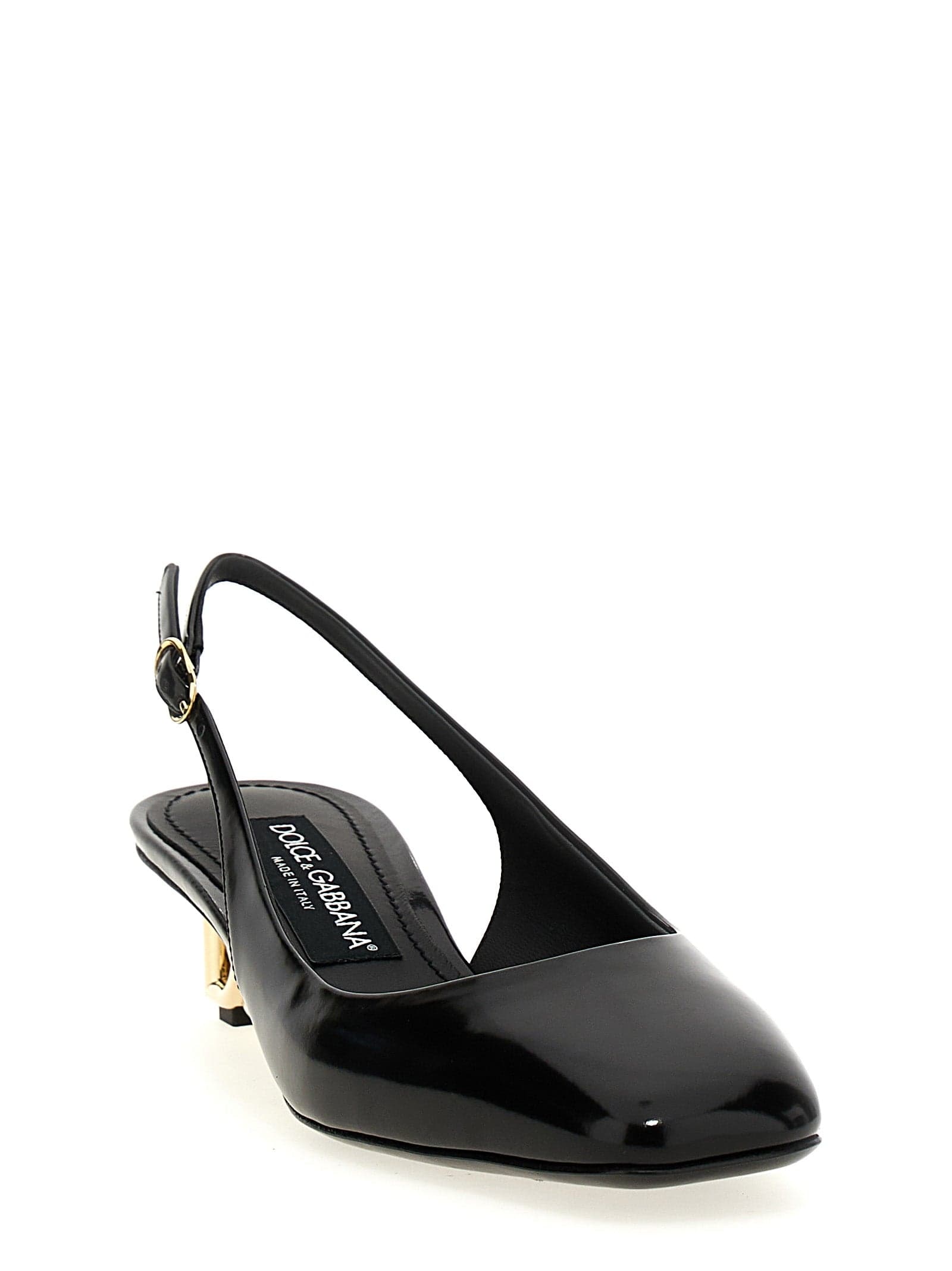 Dolce & Gabbana Black Calfskin Mid Heel Pumps - 2