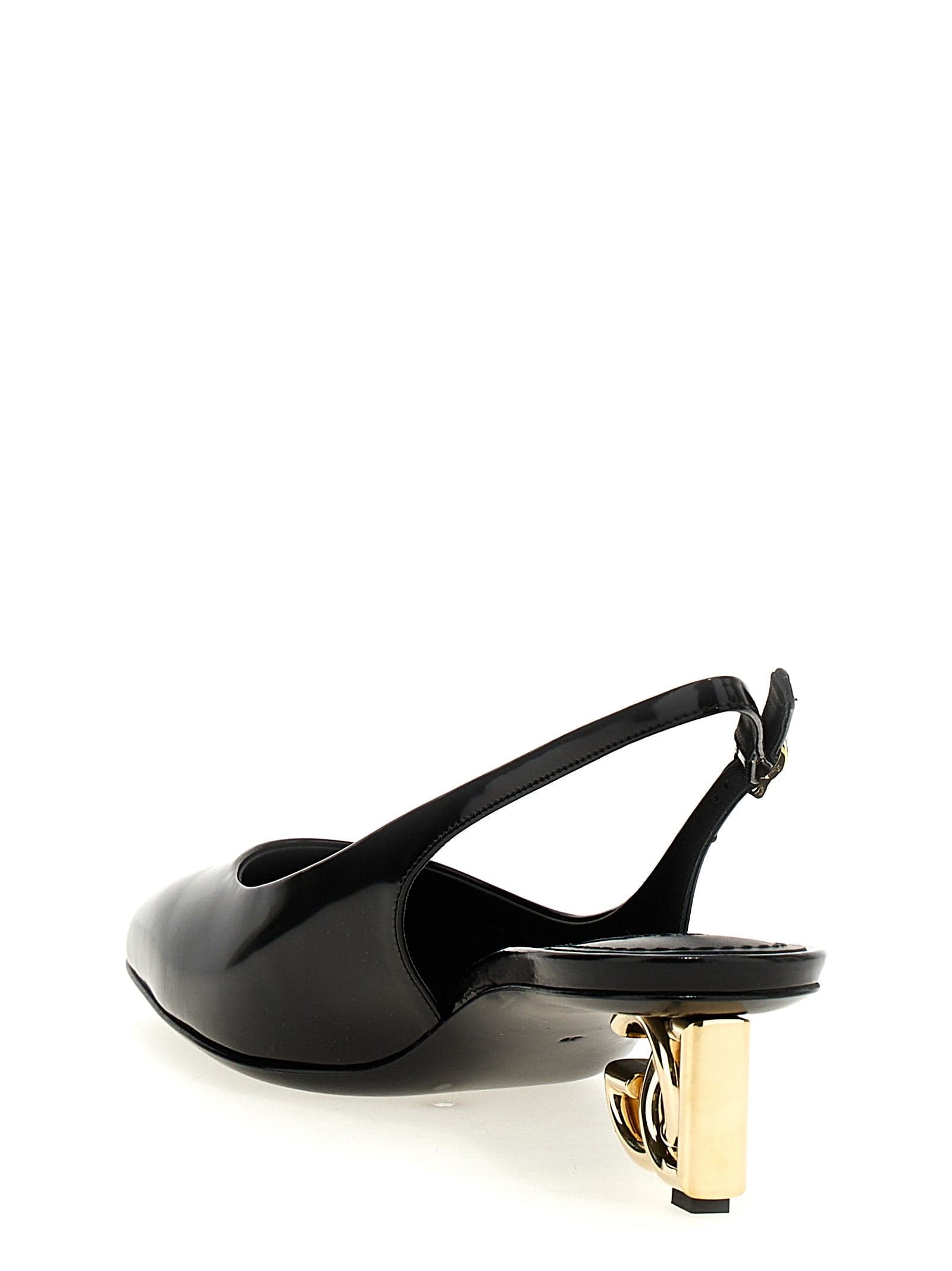 Dolce & Gabbana Black Calfskin Mid Heel Pumps - 3
