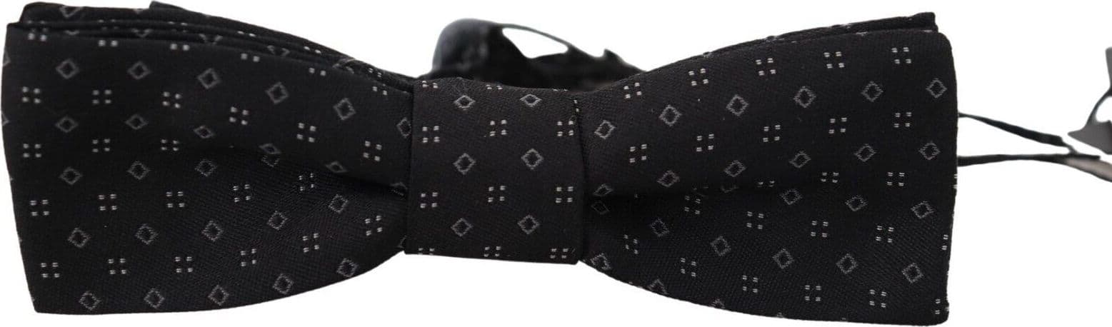 Dolce & Gabbana Black Pattern Silk Adjustable Neck Papillon Bow Tie - 4