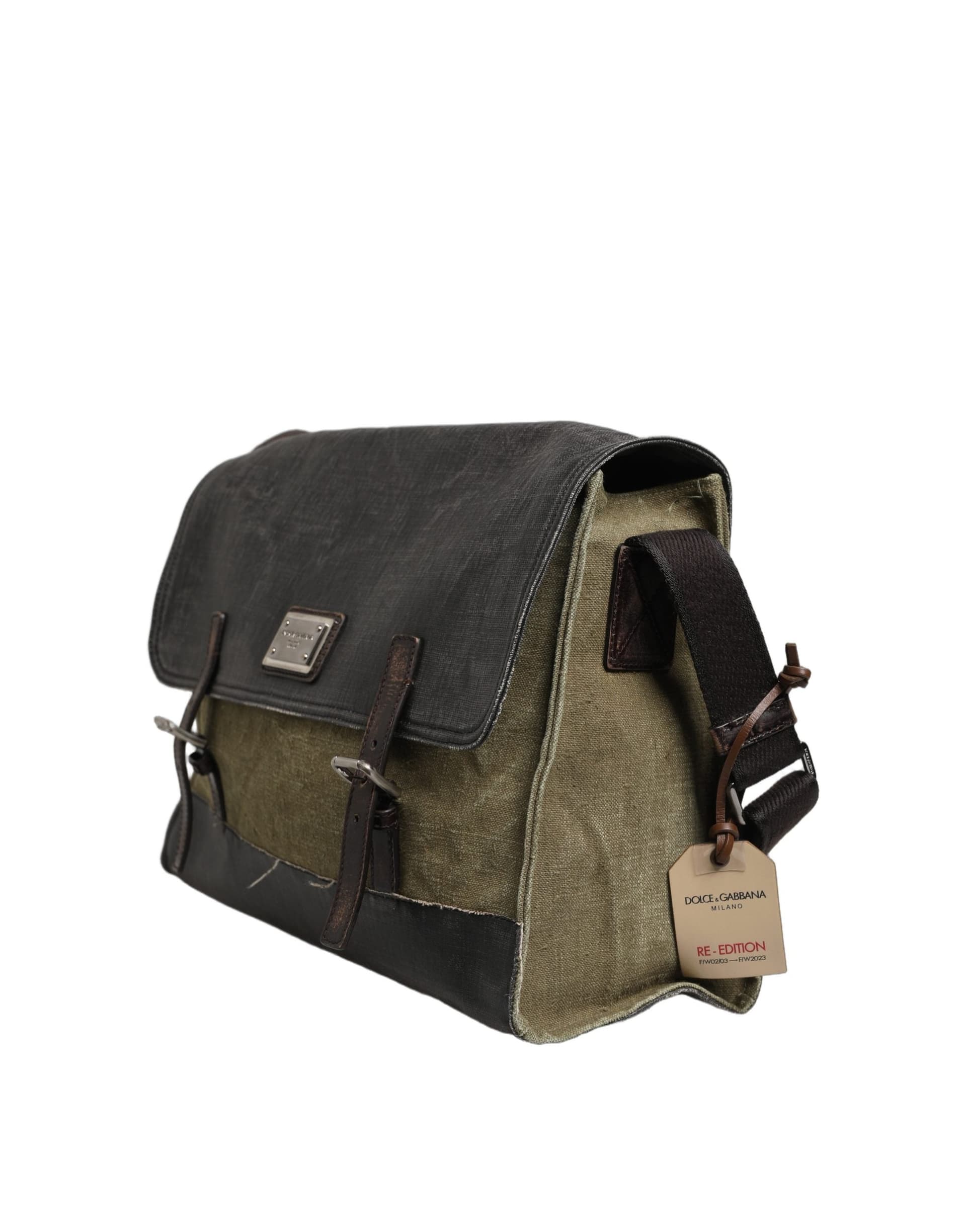 Dolce & Gabbana Military Green Two Tone Messenger Shoulder Borse Men Bag - 6