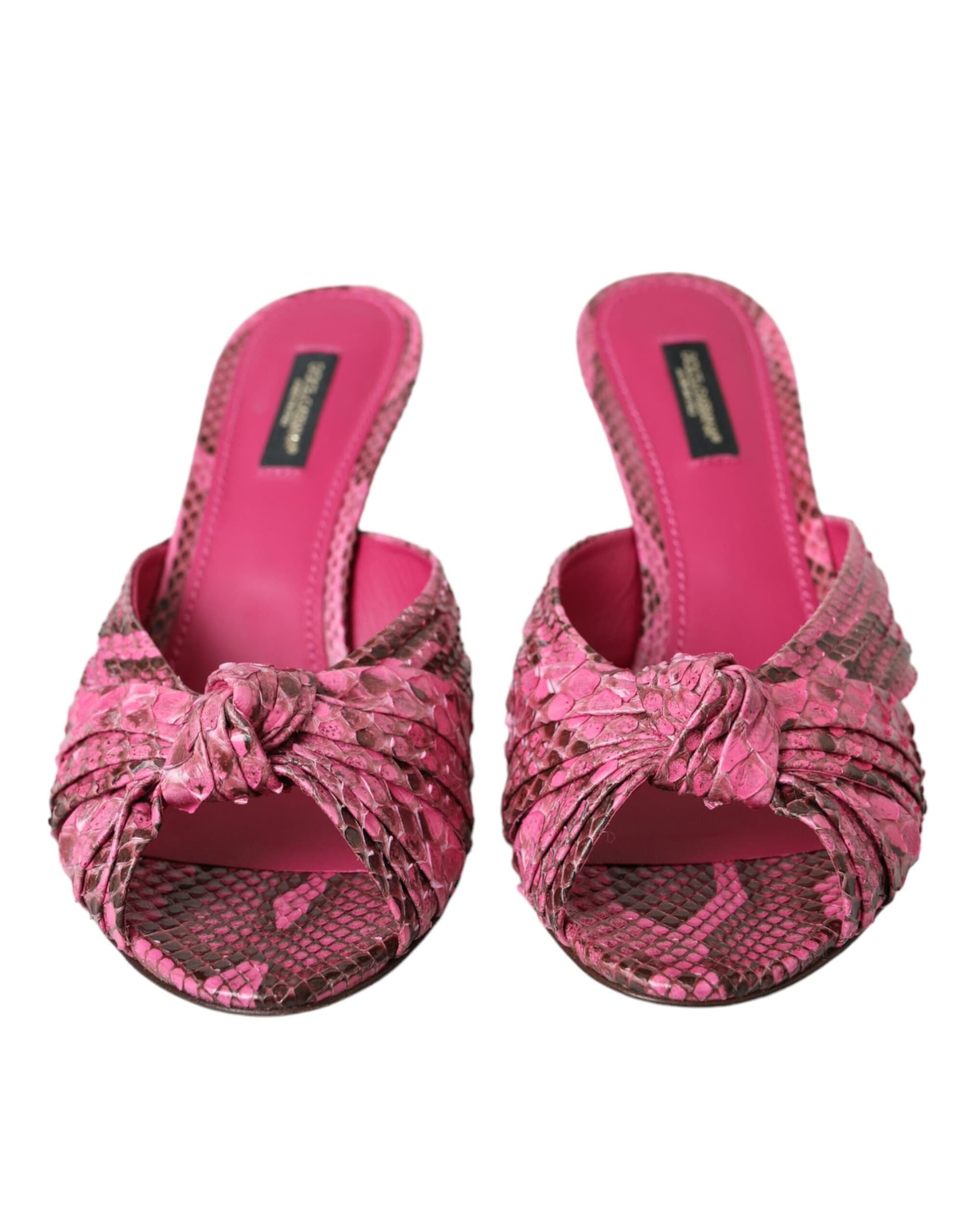 Dolce & Gabbana Pink Exotic Leather Kitten Heels Slides Shoes - 2