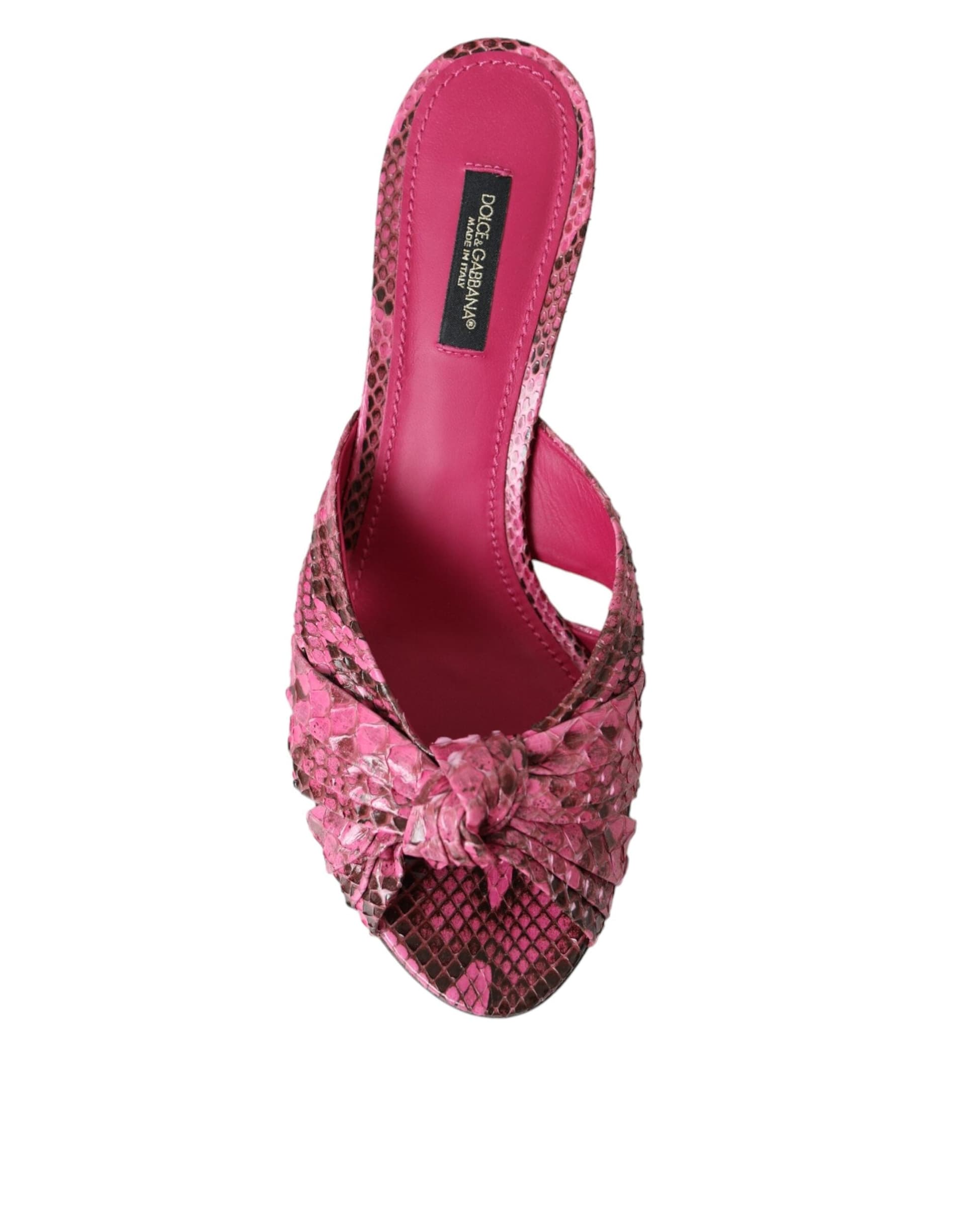 Dolce & Gabbana Pink Exotic Leather Kitten Heels Slides Shoes - 8