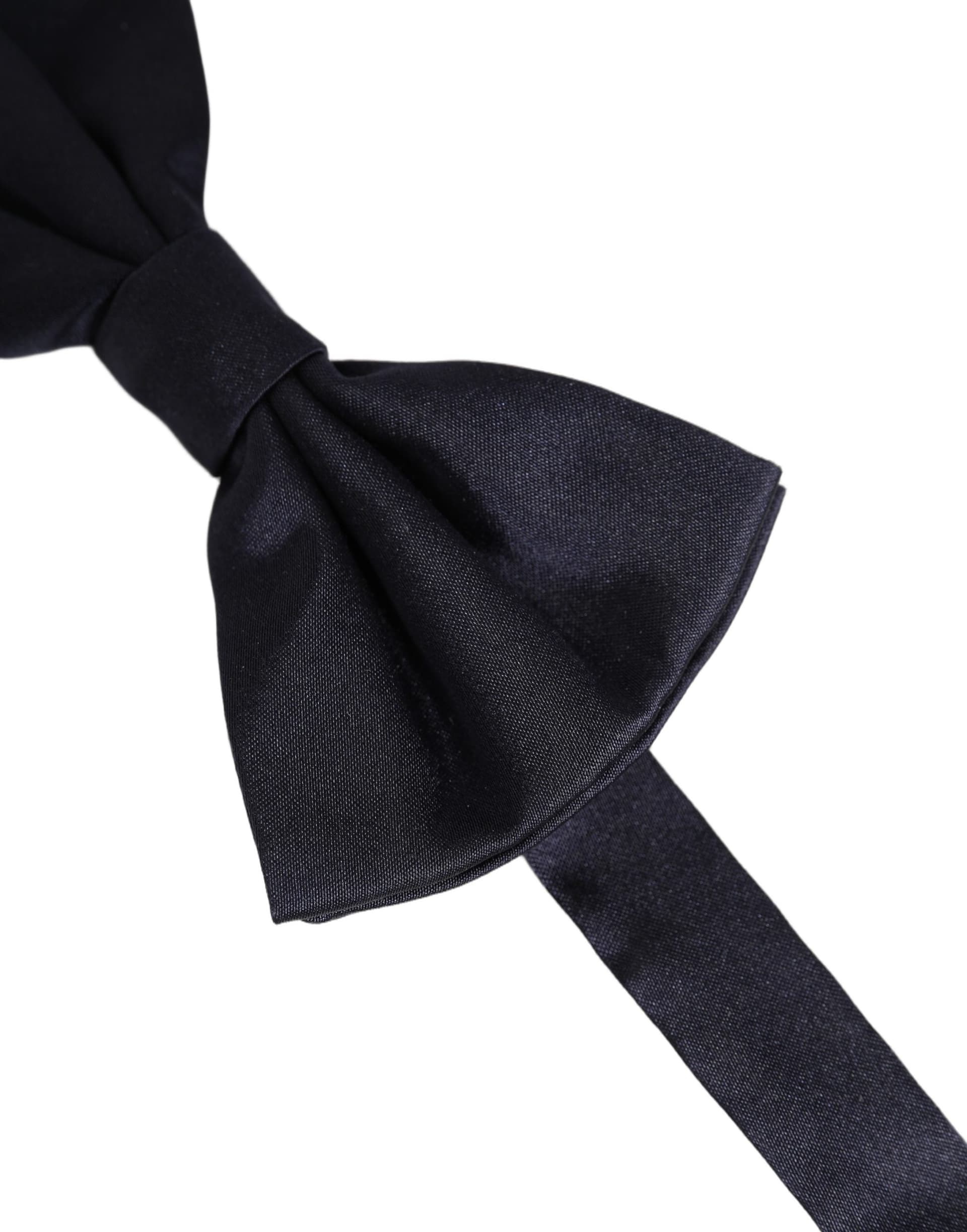 Dolce & Gabbana Men Dark Blue Silk Adjustable Neck Papillon Bow Tie - 3