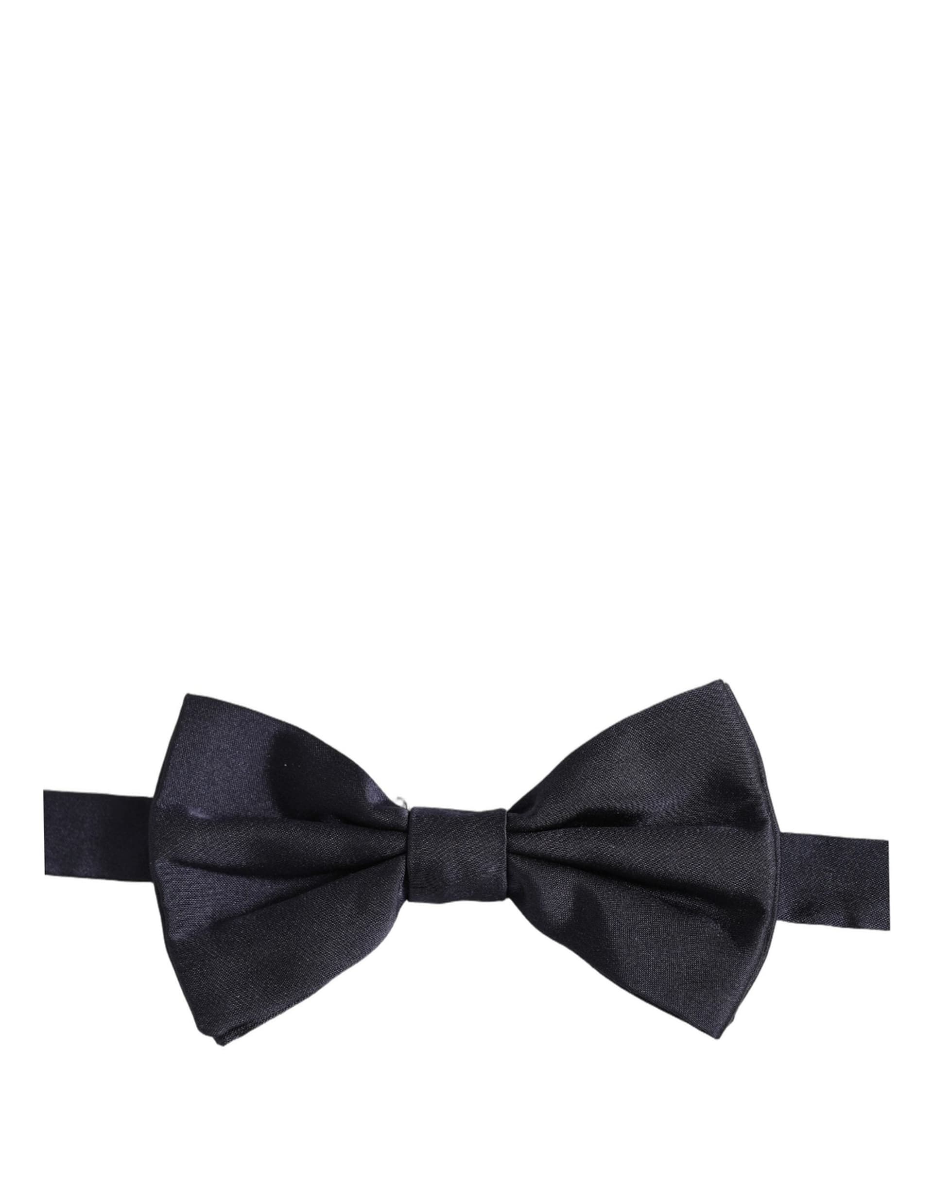 Dolce & Gabbana Men Dark Blue Silk Adjustable Neck Papillon Bow Tie - 4