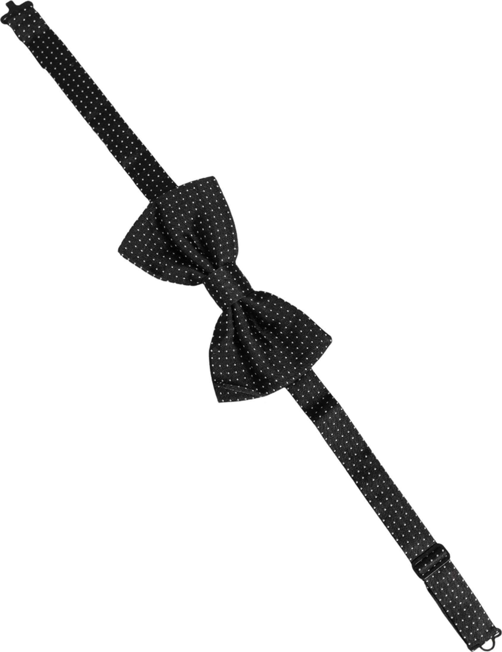 Dolce & Gabbana Men Black Polka Dot Silk Adjustable Neck Papillon Bow Tie - 3