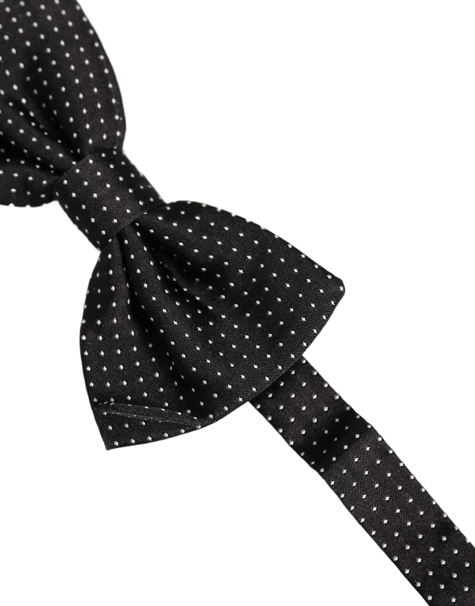 Dolce & Gabbana Men Black Polka Dot Silk Adjustable Neck Papillon Bow Tie - 4