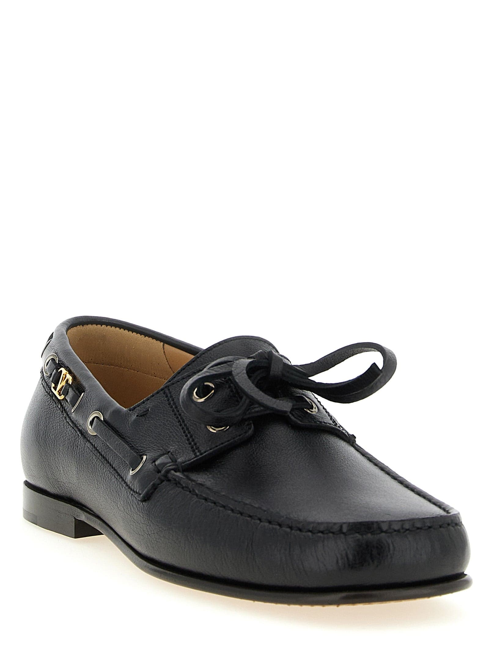 Valentino Garavani Black Buffalo Leather Slip-On Loafers - 2