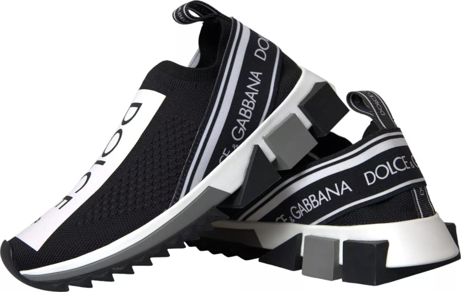 Dolce & Gabbana Black White Slip On Sorrento Sneakers Shoes - 2
