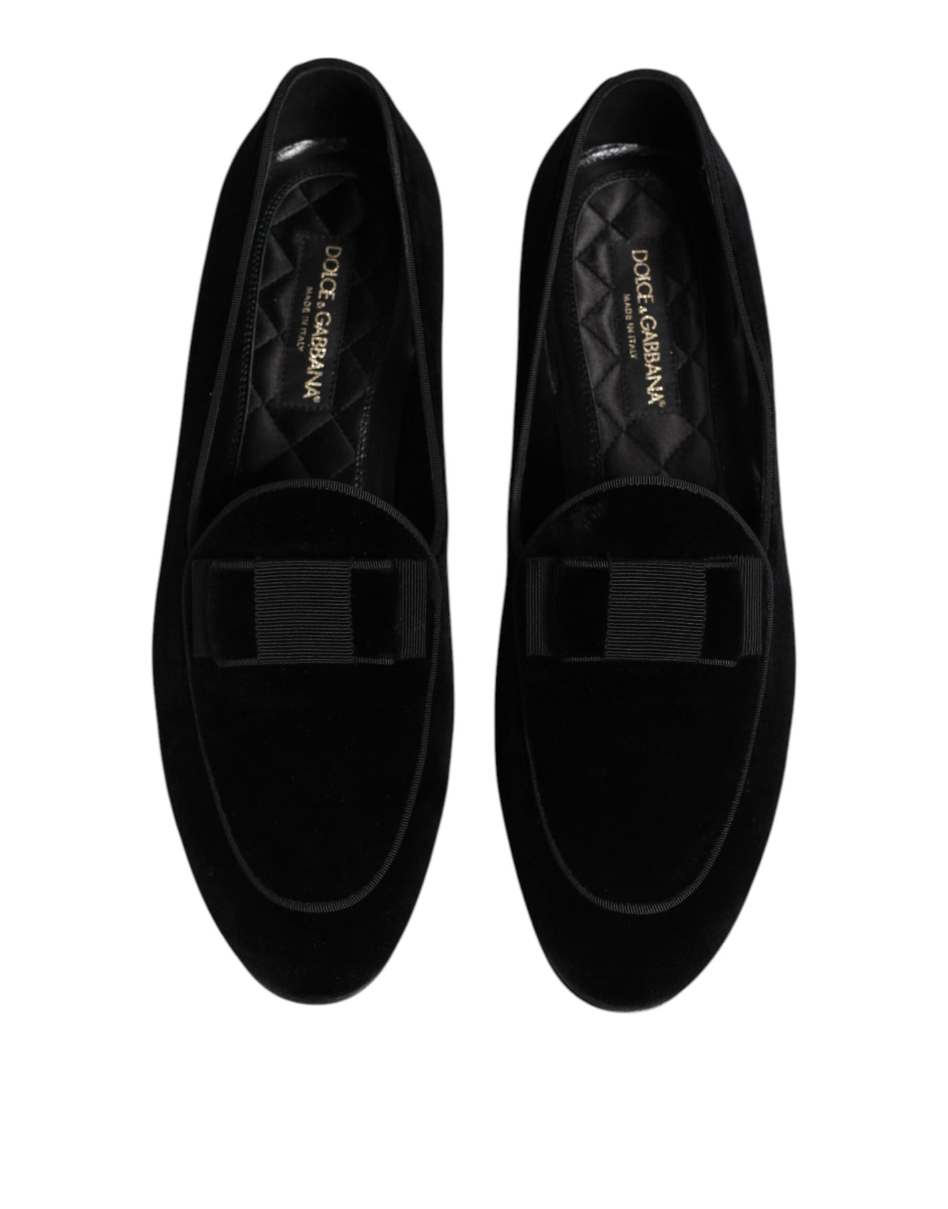 Dolce & Gabbana Black Velvet Loafers Formal Men Dress Shoes - 2