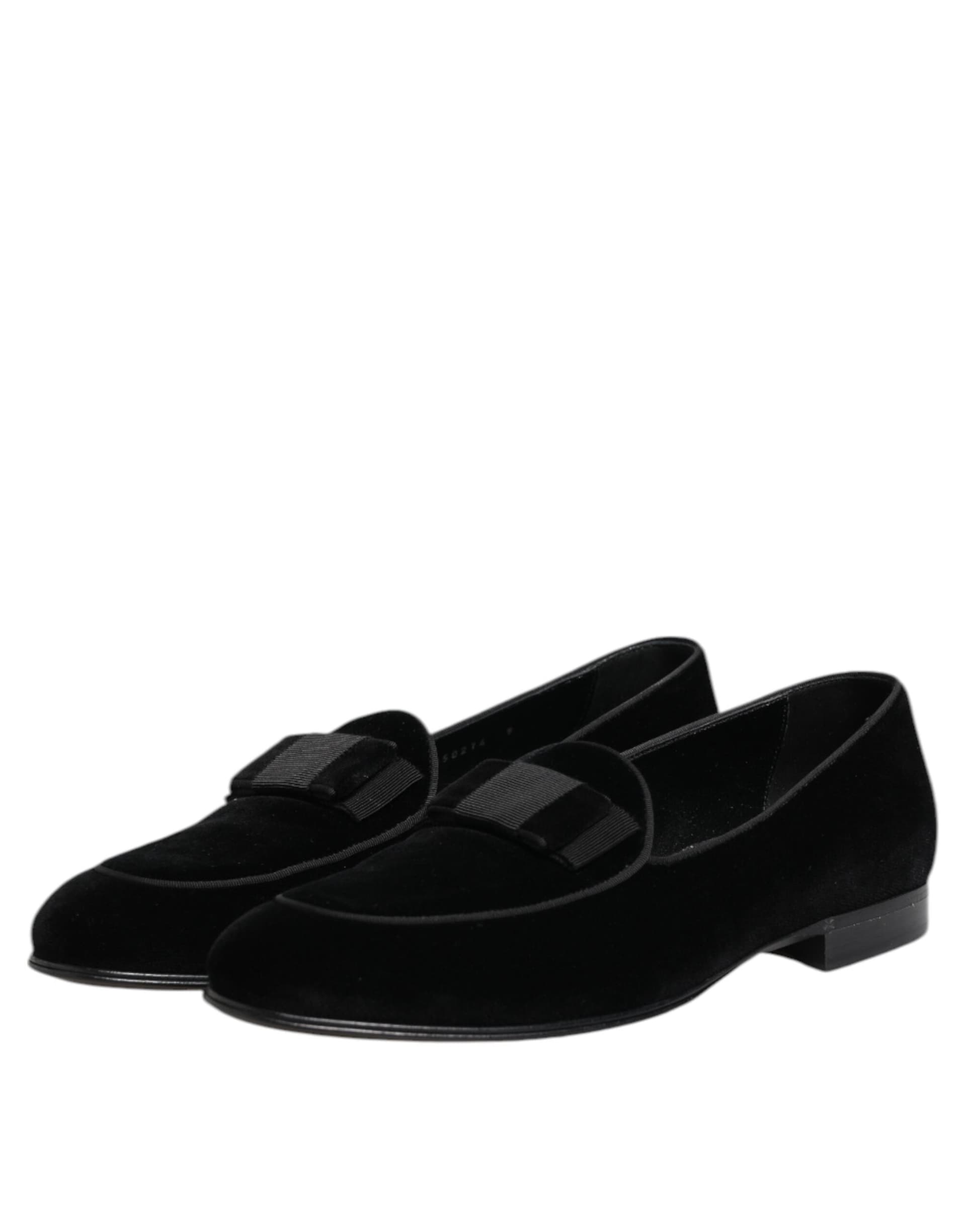 Dolce & Gabbana Black Velvet Loafers Formal Men Dress Shoes - 3