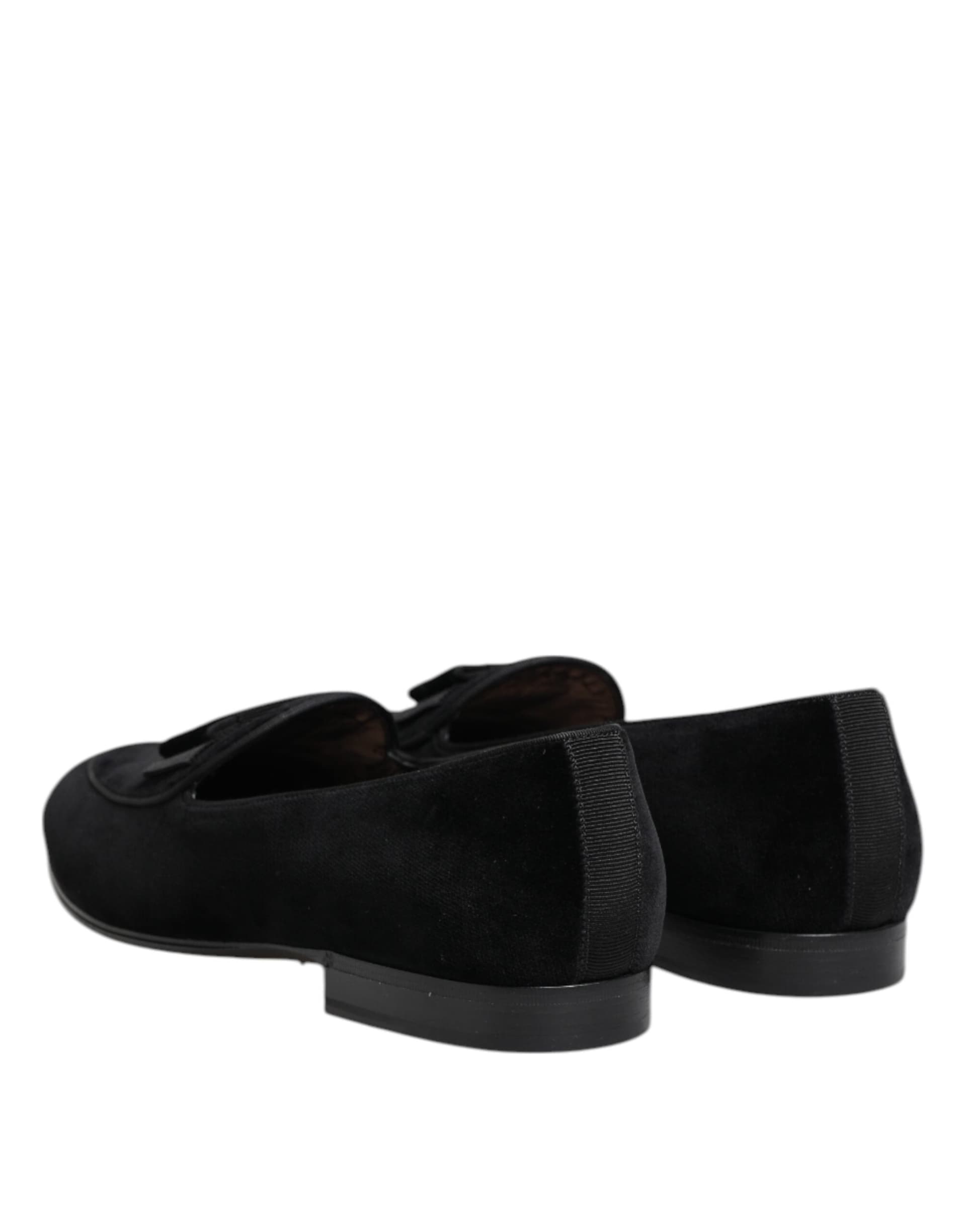 Dolce & Gabbana Black Velvet Loafers Formal Men Dress Shoes - 4
