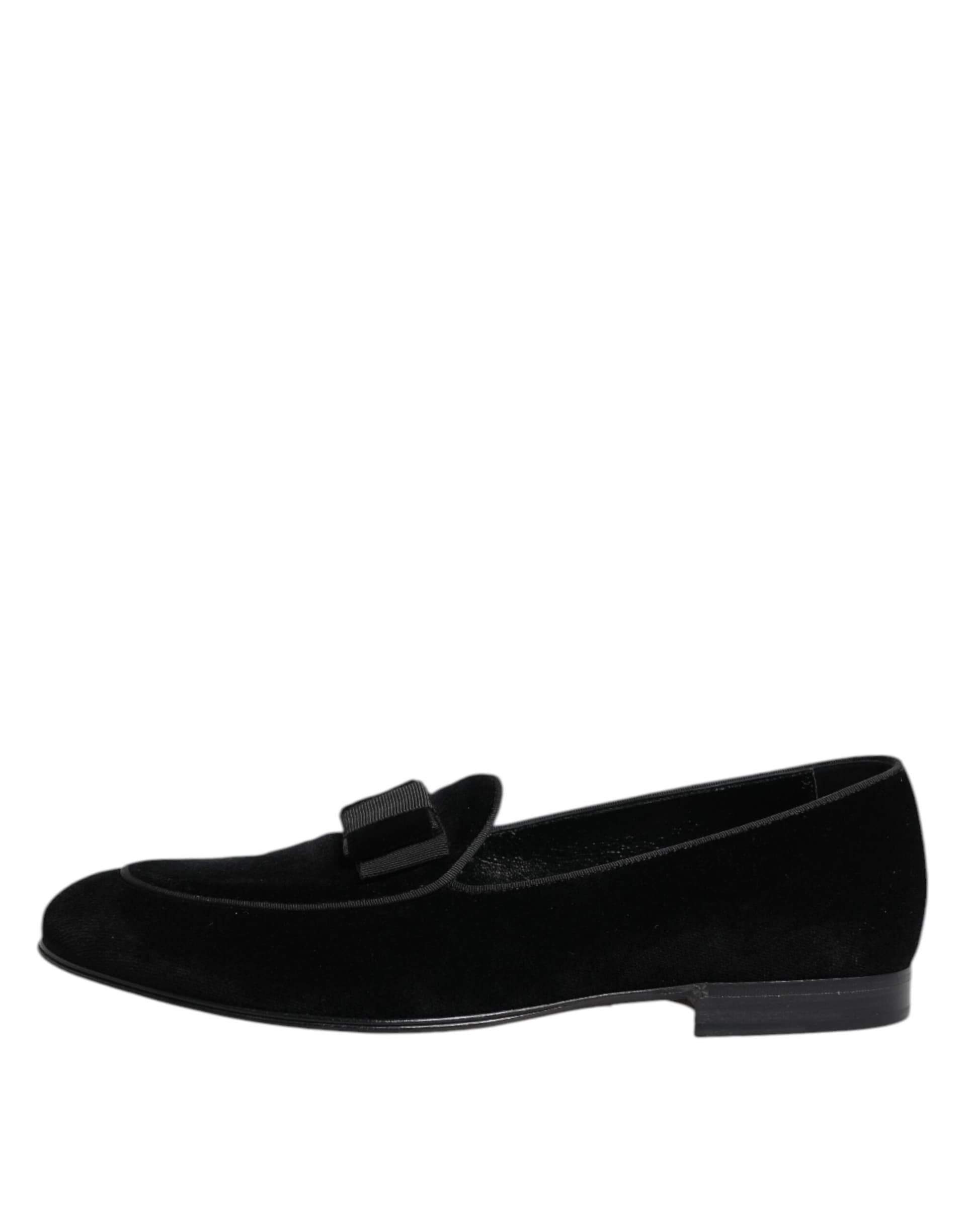 Dolce & Gabbana Black Velvet Loafers Formal Men Dress Shoes - 5