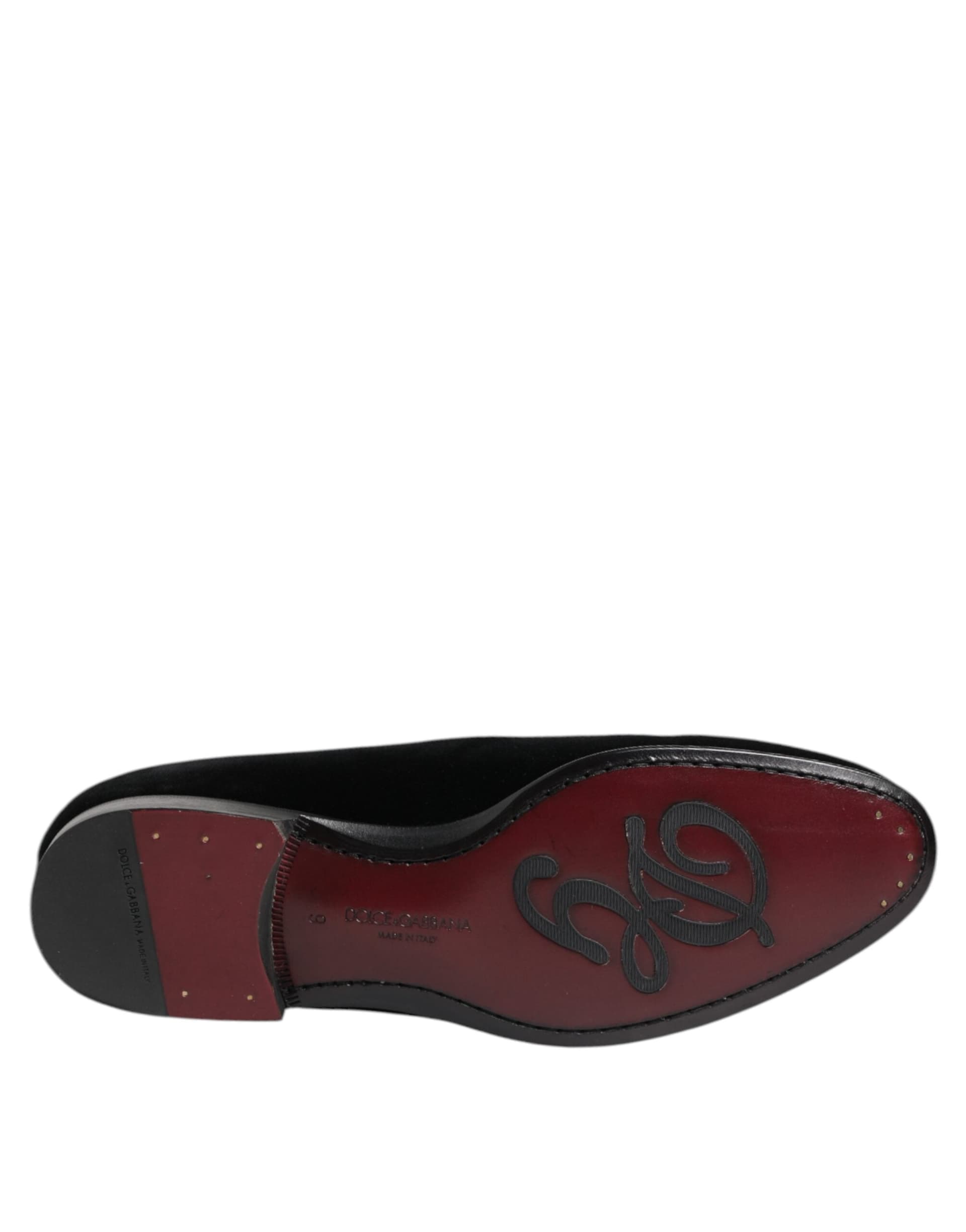 Dolce & Gabbana Black Velvet Loafers Formal Men Dress Shoes - 8