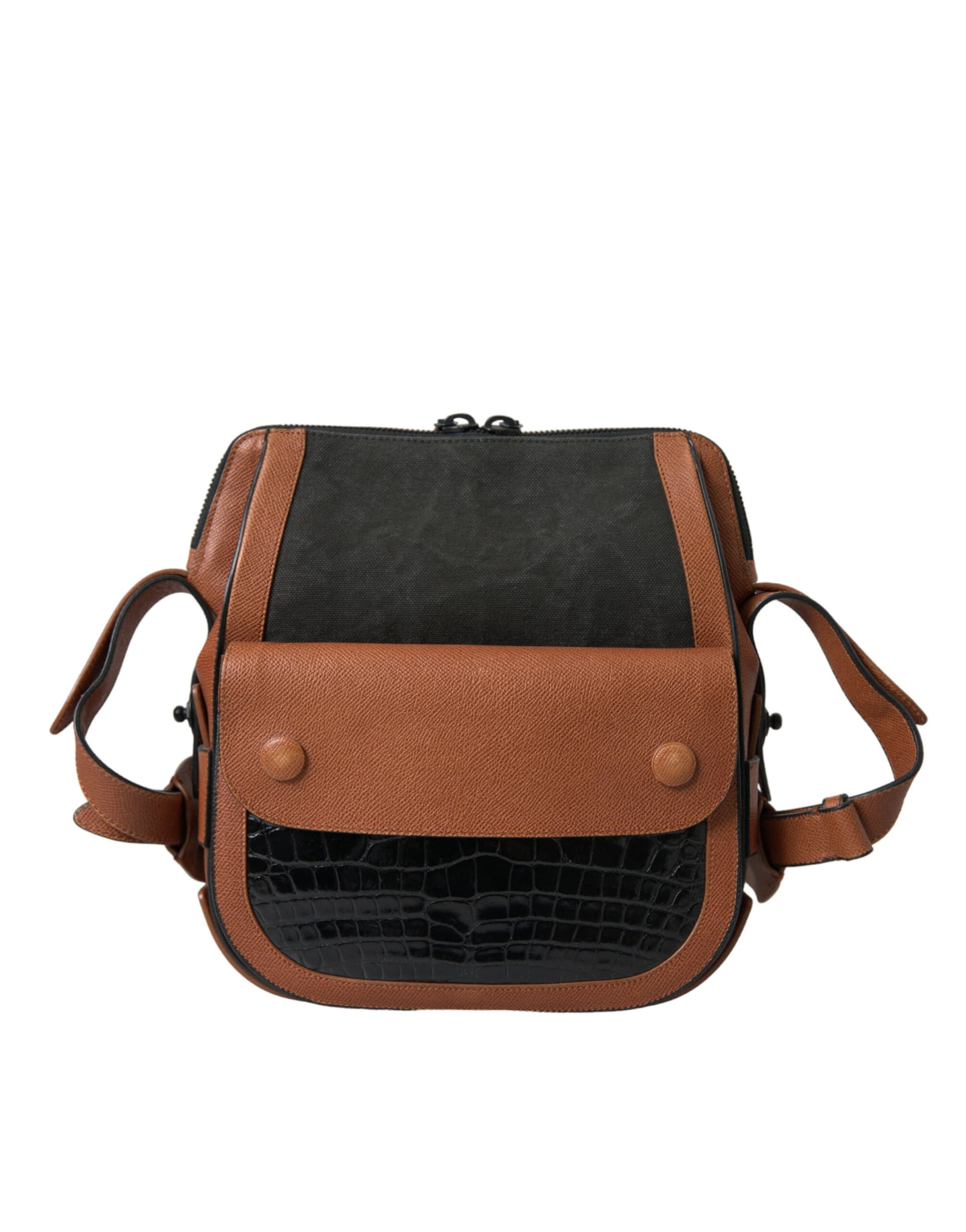 Balenciaga Black Brown Exotic Skin Leather Vertical Crossbody Purse Bag - 3