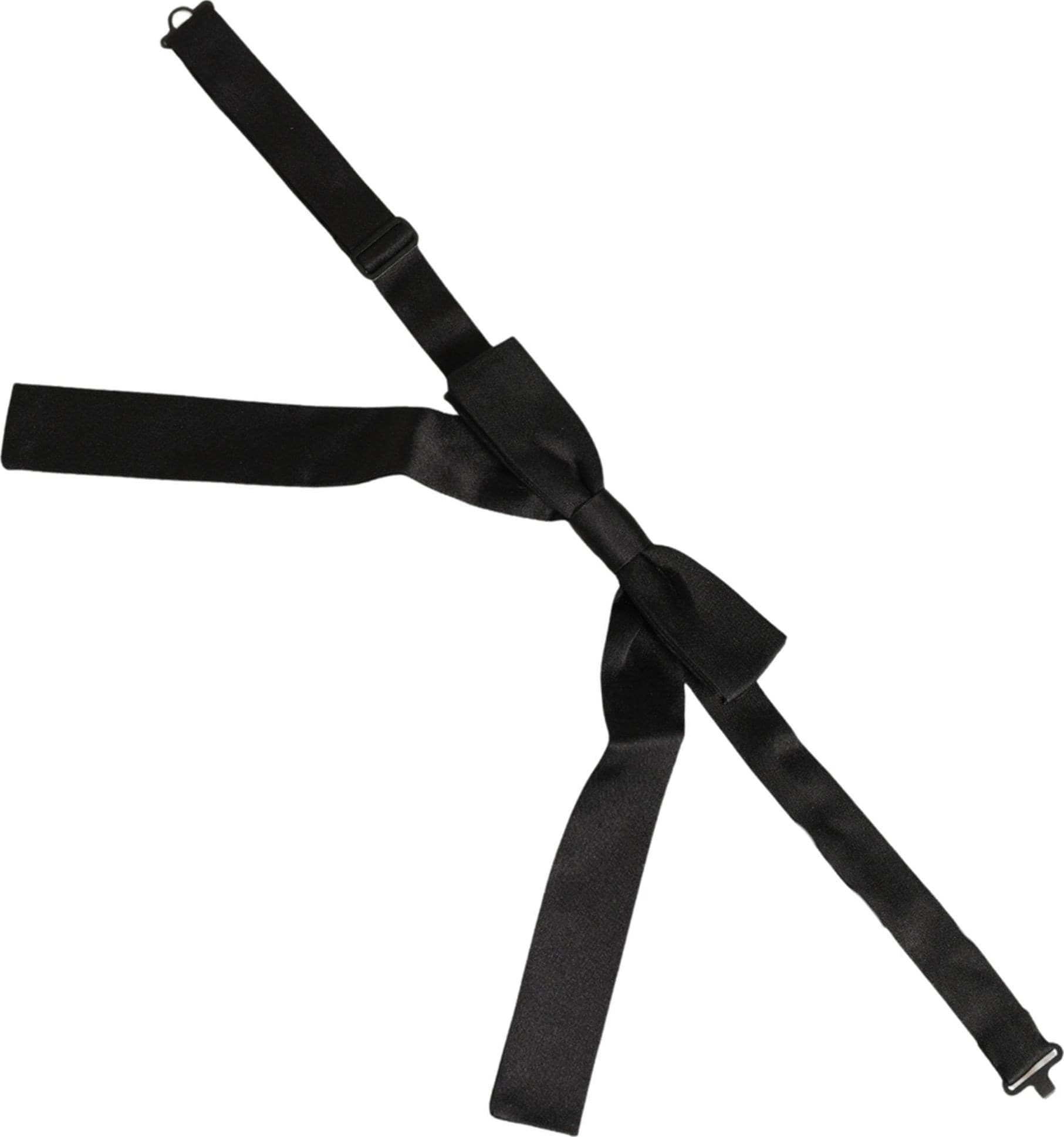 Dolce & Gabbana Men Black 100% SIlk Adjustable Neck Papillon Bow Tie - 2