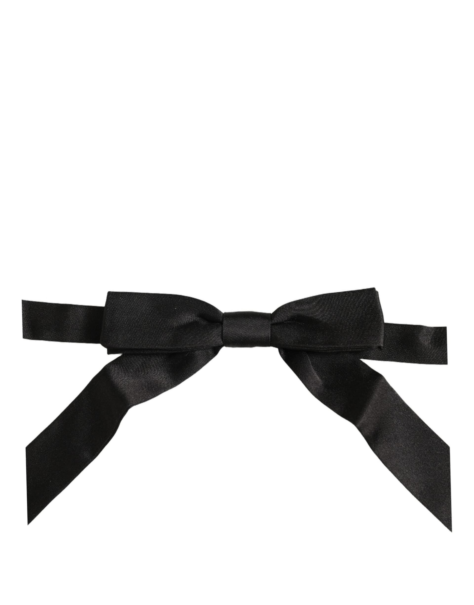 Dolce & Gabbana Men Black 100% SIlk Adjustable Neck Papillon Bow Tie - 4