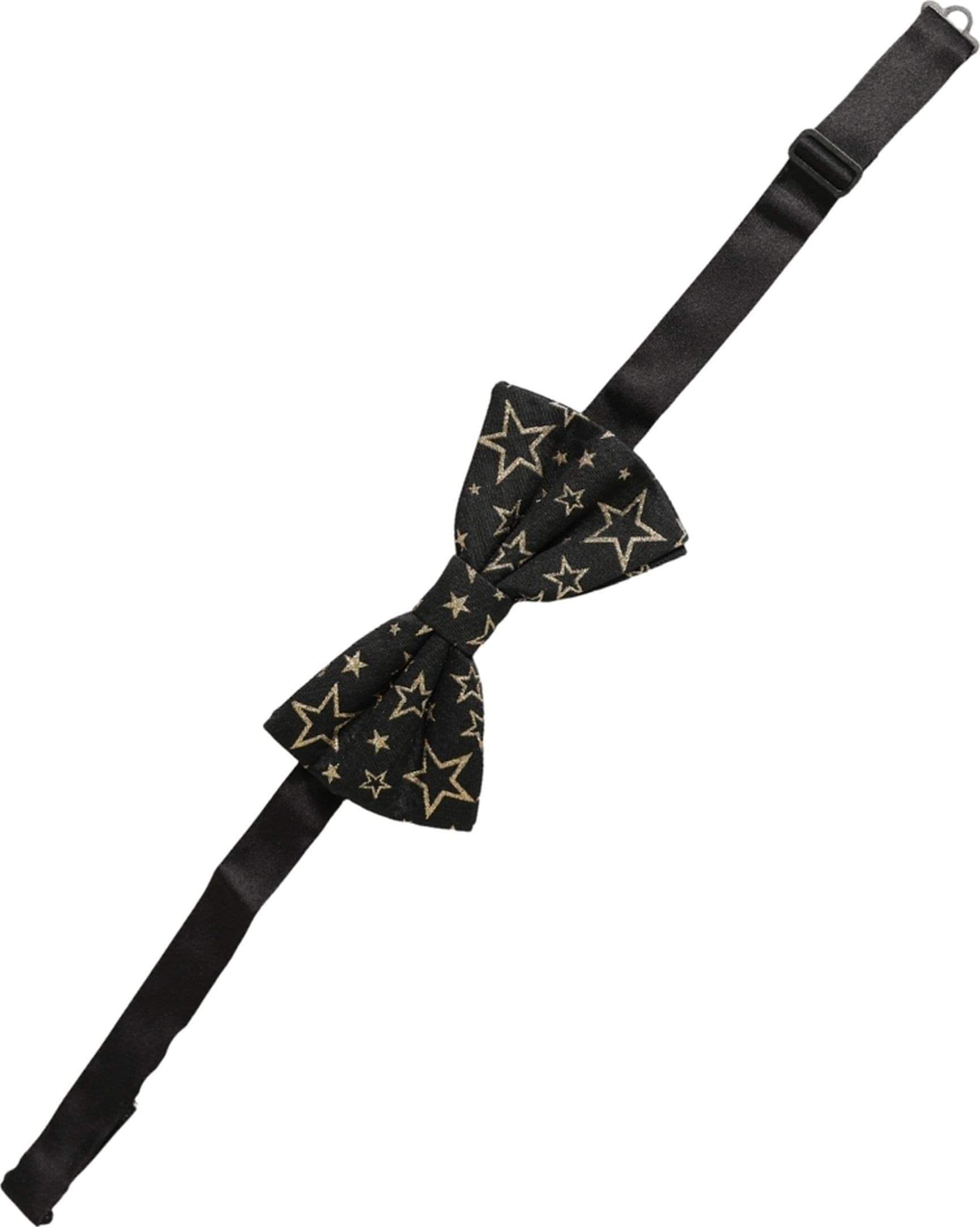 Dolce & Gabbana Men Black Star 100% Silk Adjustable Neck Papillon Bow Tie - 2
