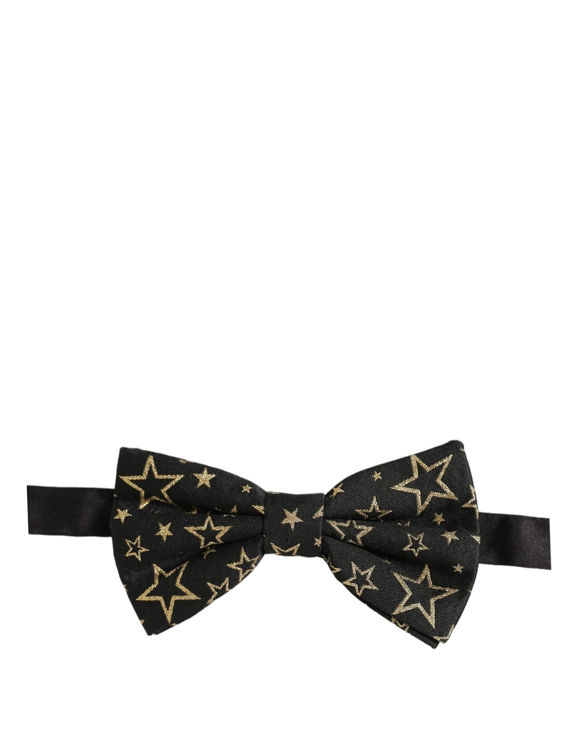 Dolce & Gabbana Men Black Star 100% Silk Adjustable Neck Papillon Bow Tie - 5