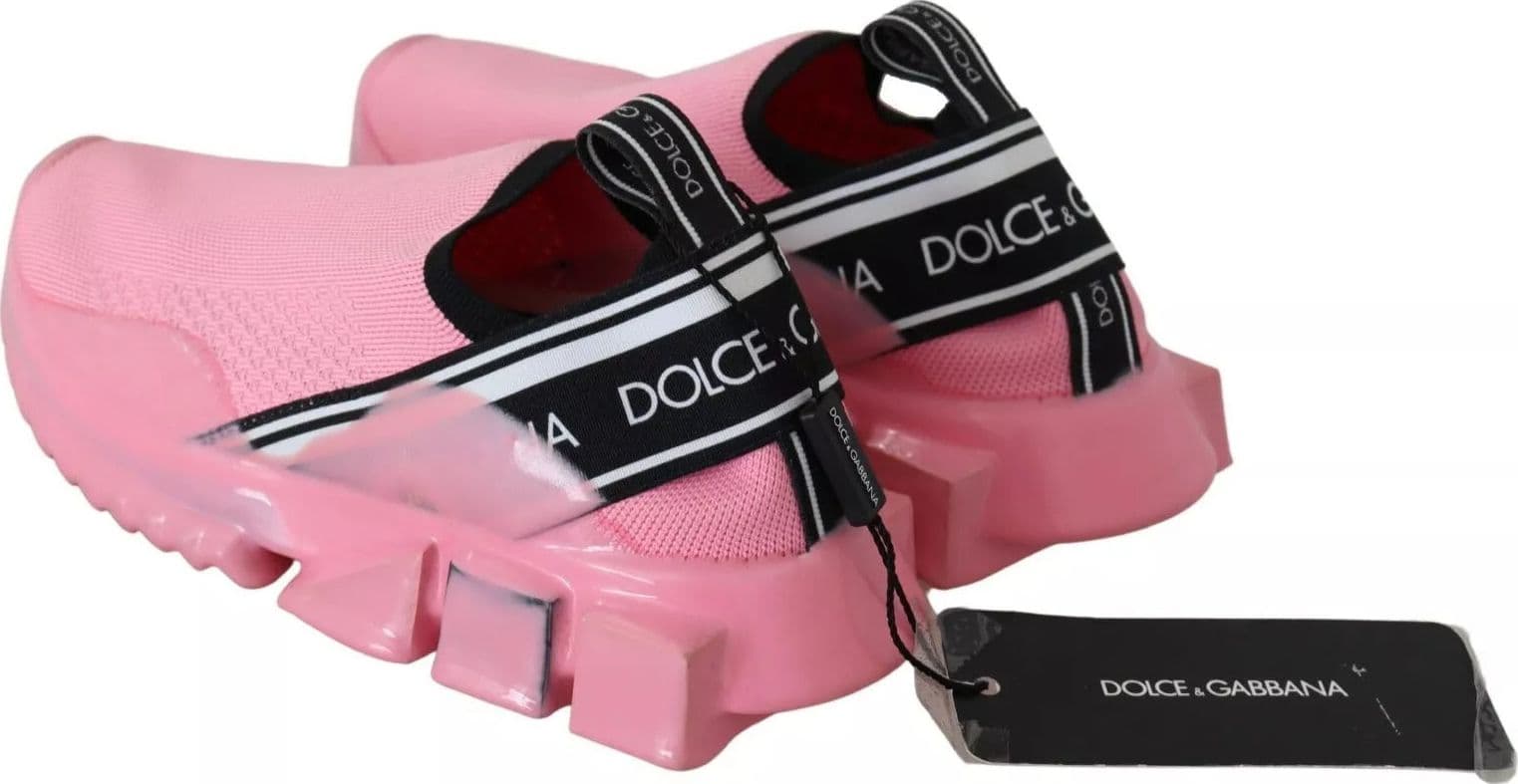 Dolce & Gabbana Pink Low Top Sorrento Sneakers Slip On Casual Shoes - 8