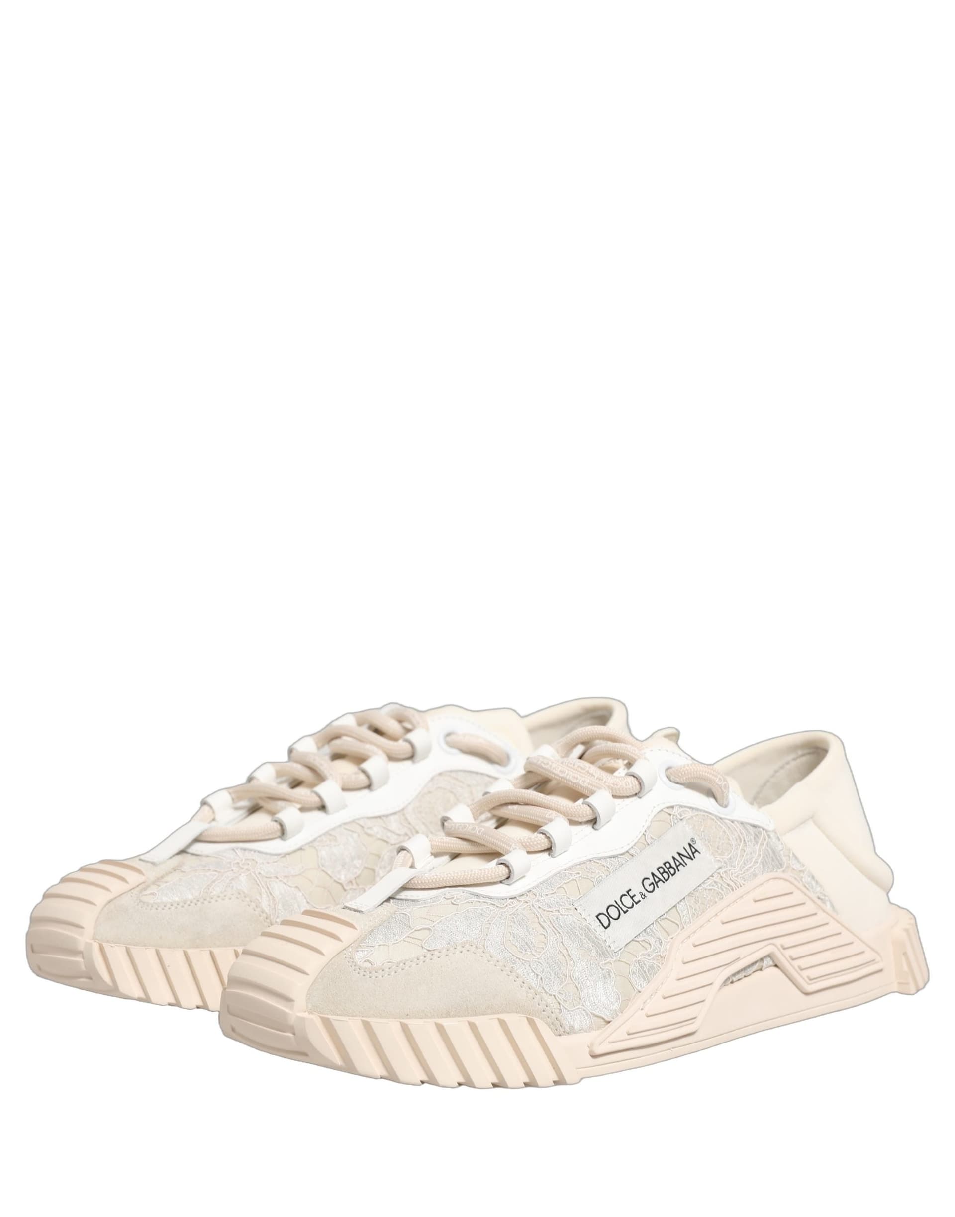 Dolce & Gabbana White Lace NS1 Low Top Sneaker Sports Shoes - 6