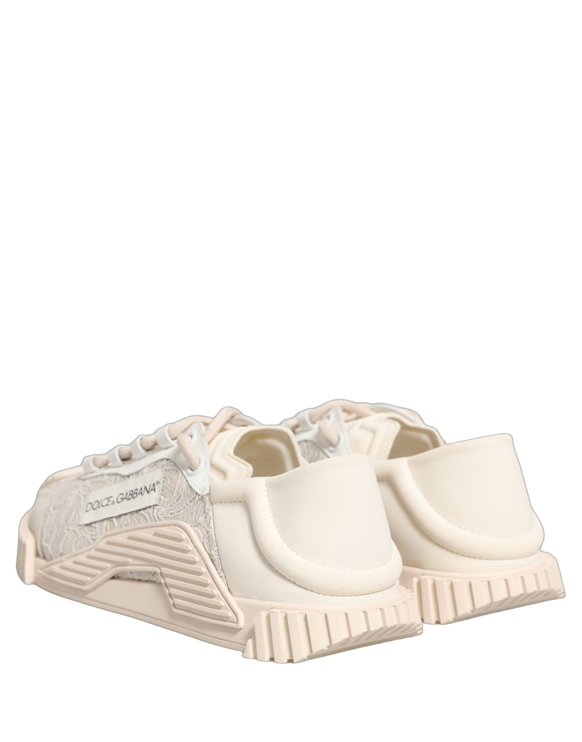 Dolce & Gabbana White Lace NS1 Low Top Sneaker Sports Shoes - 7