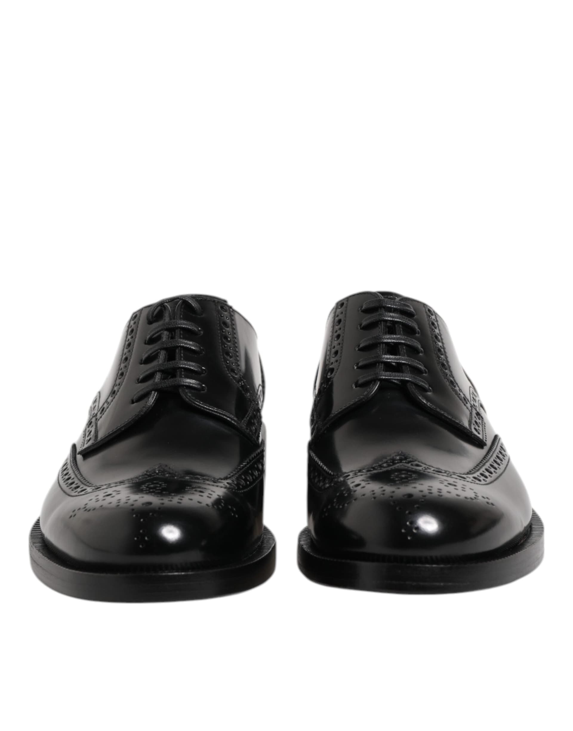 Dolce & Gabbana Black Leather Derby Wingtip Formal Shoes - 2