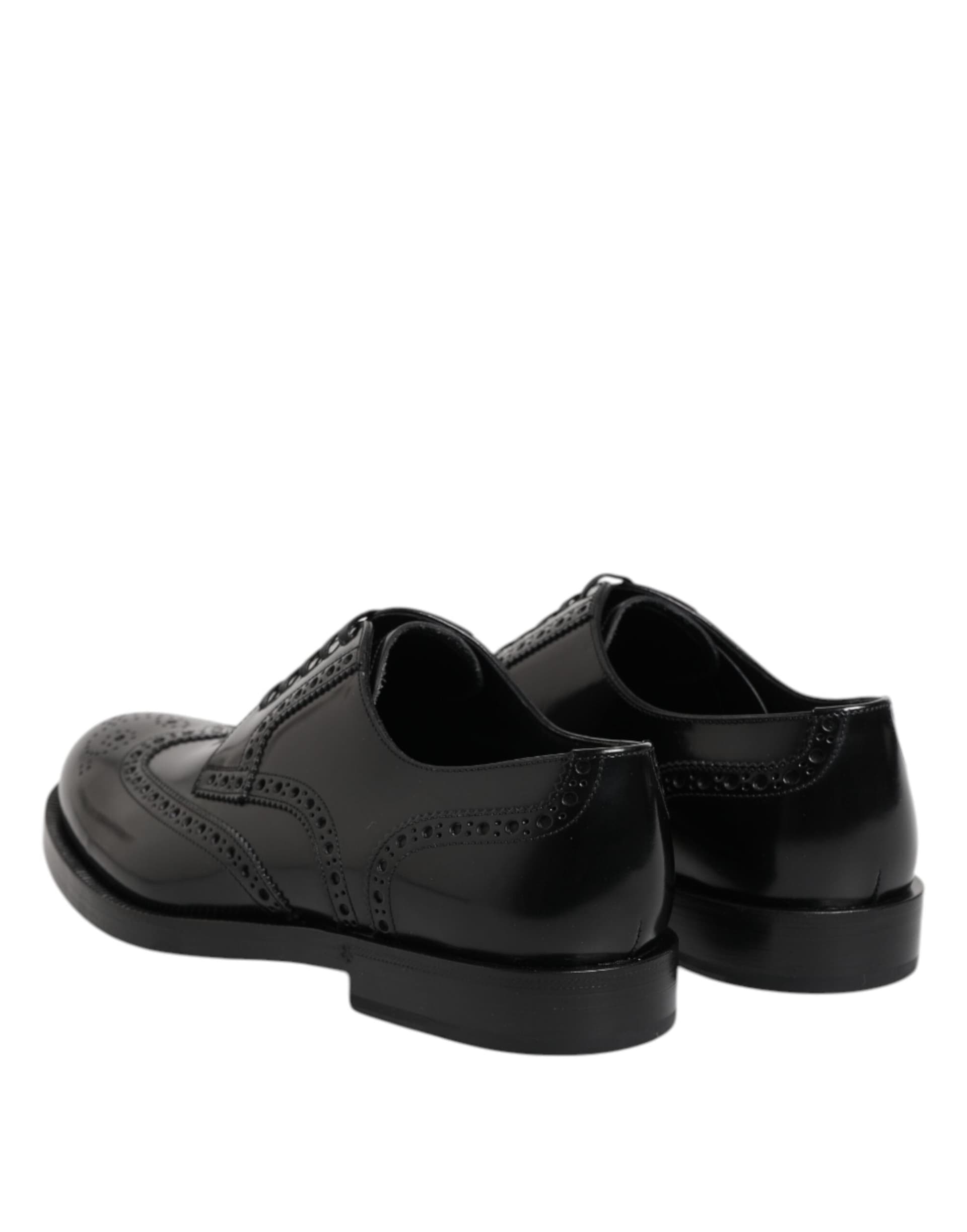 Dolce & Gabbana Black Leather Derby Wingtip Formal Shoes - 4
