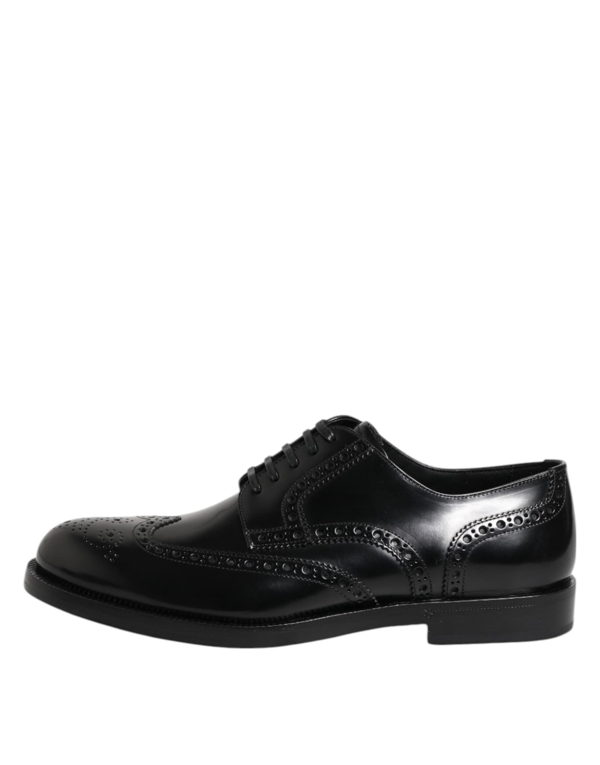 Dolce & Gabbana Black Leather Derby Wingtip Formal Shoes - 5