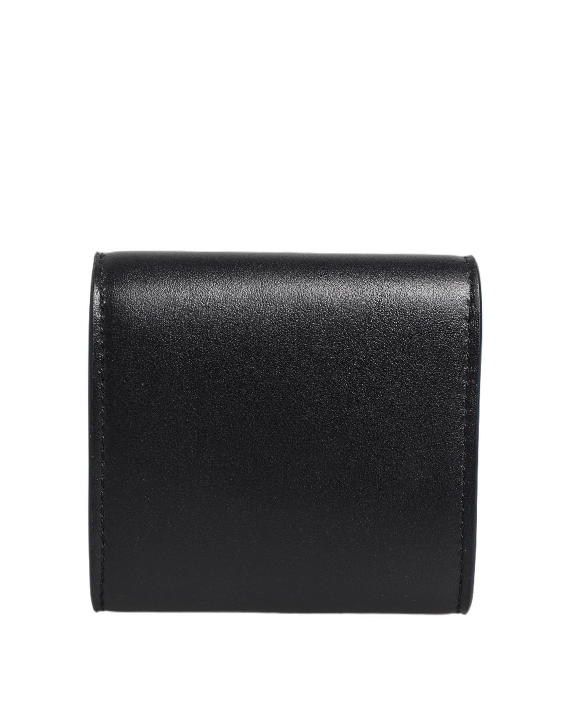 Dolce & Gabbana Black Calfskin Leather Logo Print Bifold CoinPurse Wallet - 6