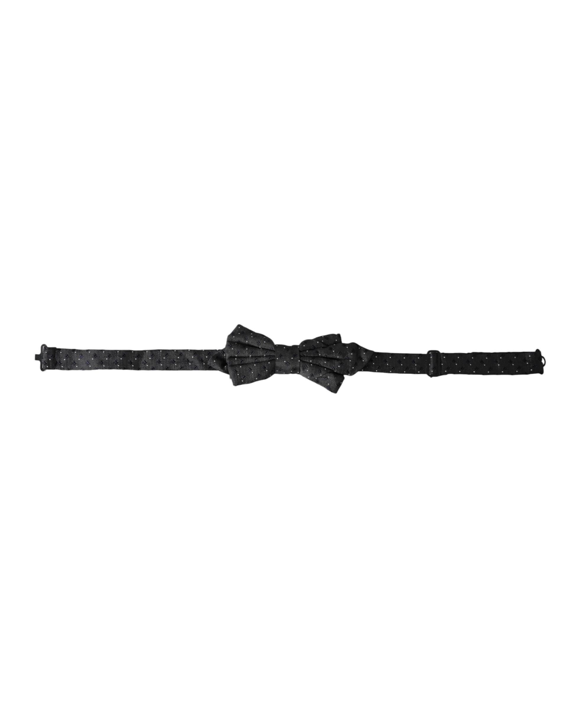 Dolce & Gabbana Black Silk Patterned Adjustable Neck Men Papillon Bow Tie - 2