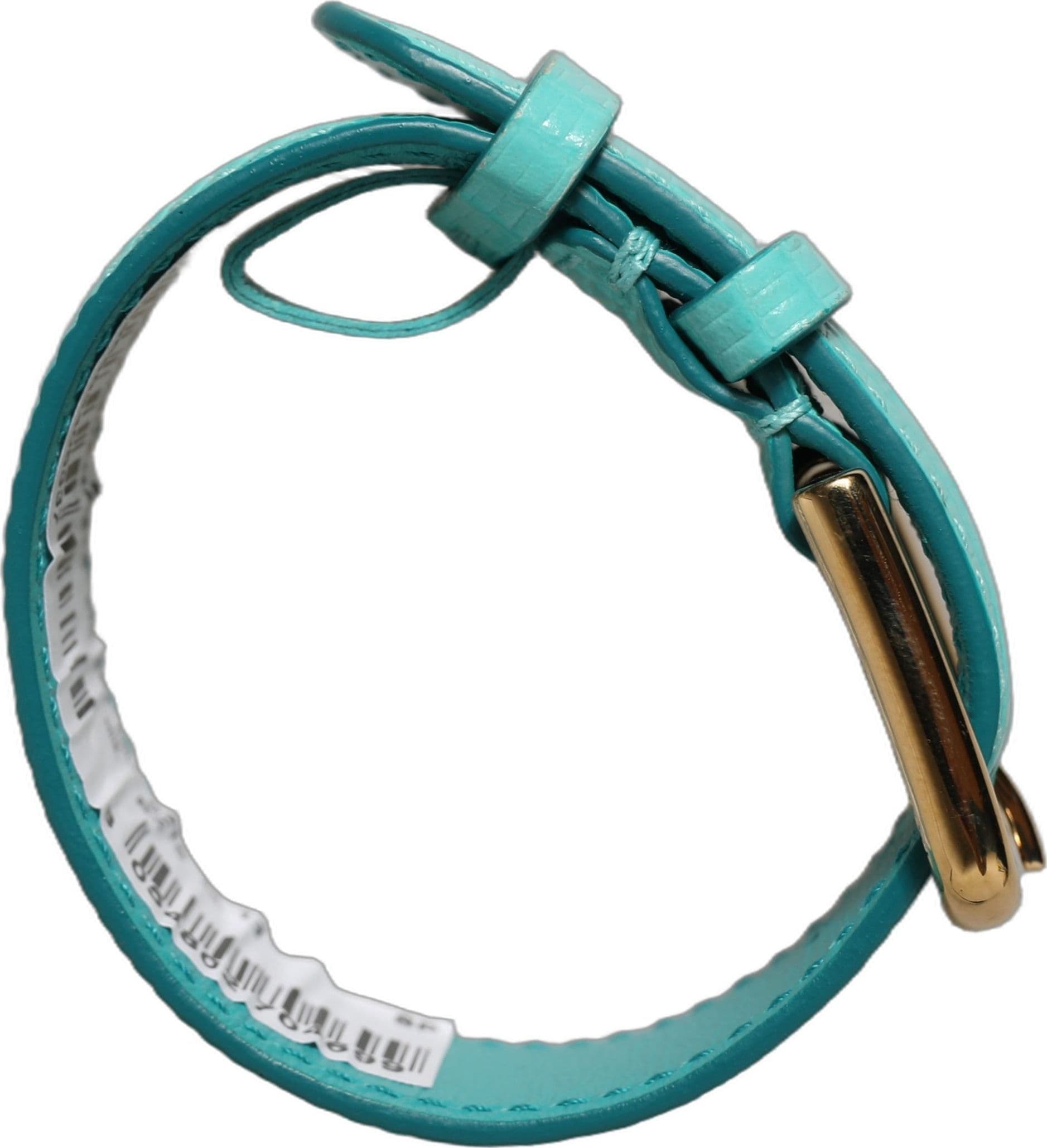 Dolce & Gabbana Blue Textured Leather Gold Buckle Belt Strap Bracelet - 7
