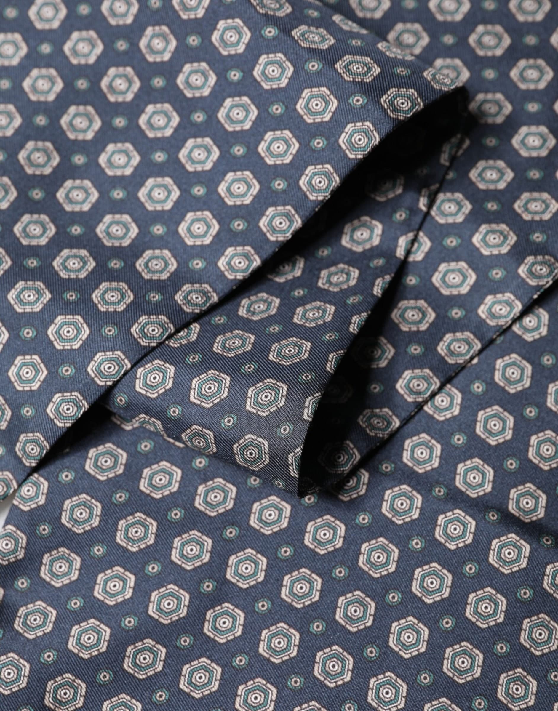 Dolce & Gabbana Blue Patterned Silk Fringes Foulard 138cm x 15.5cm Scarf - 4