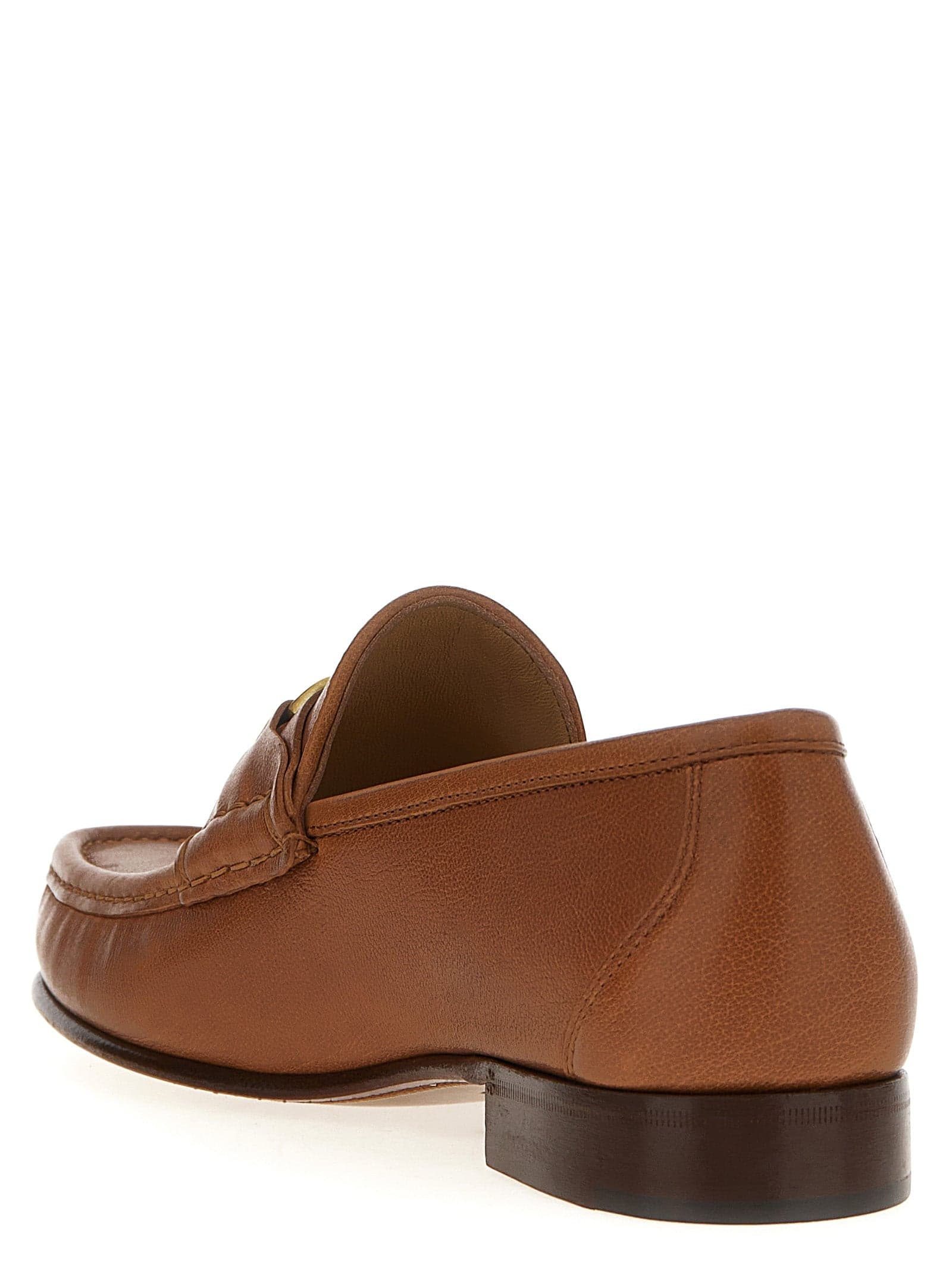 Valentino Garavani Brown Leather Slip-On Loafers - 3