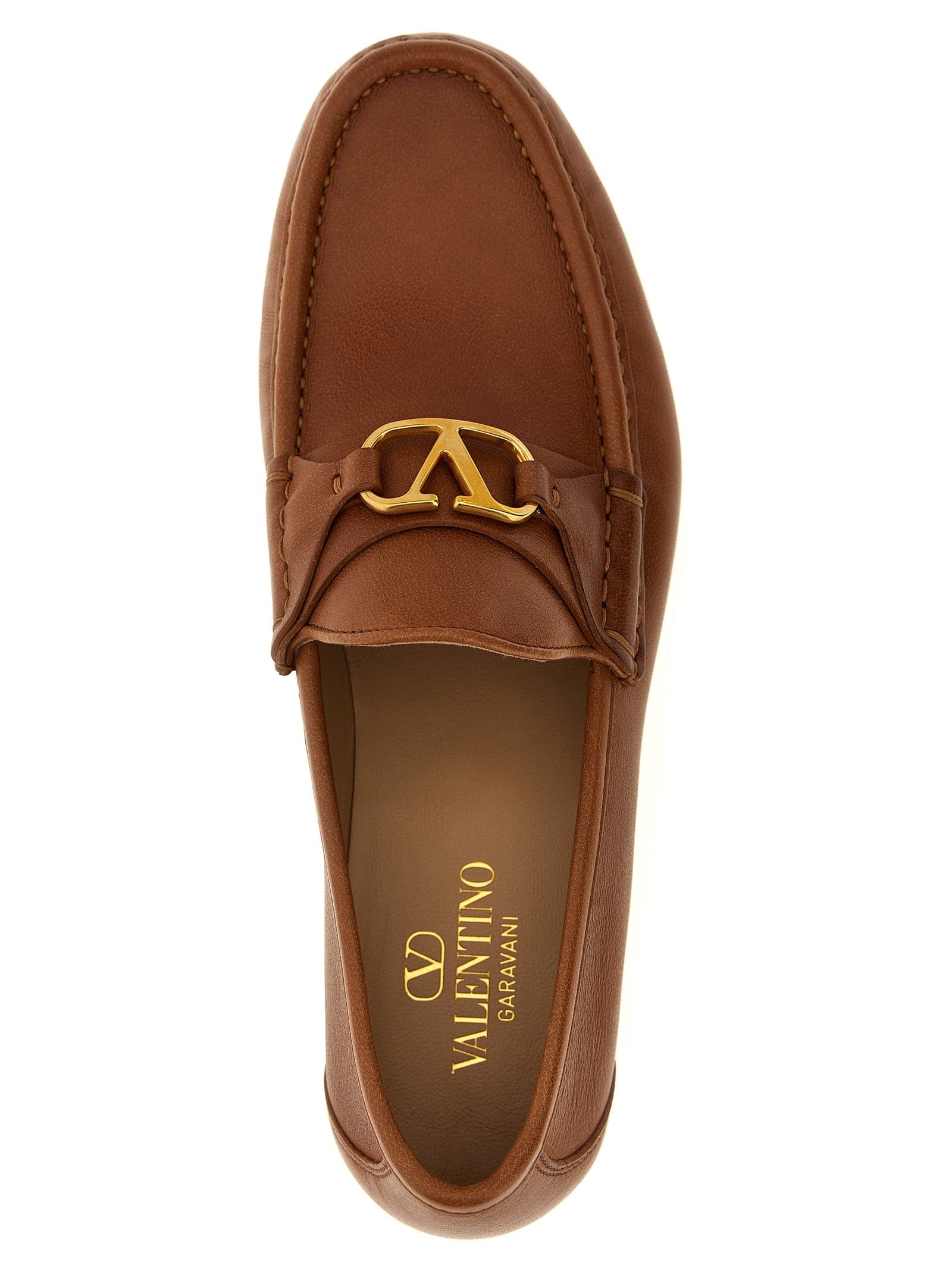 Valentino Garavani Brown Leather Slip-On Loafers - 4