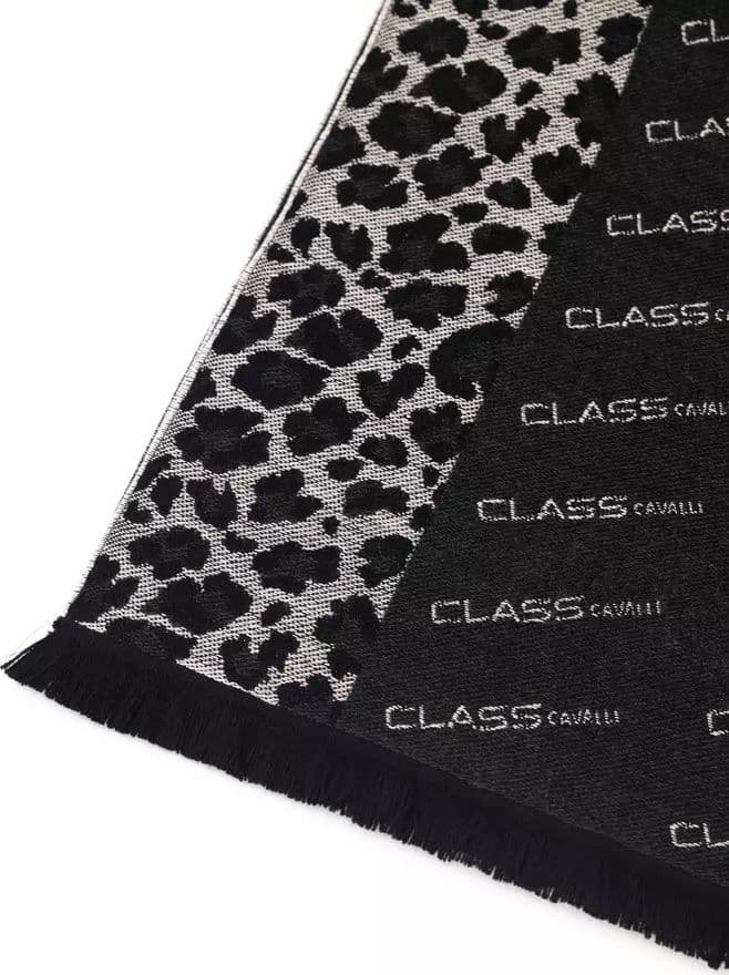 Cavalli Class Black Wool Men Scarf - 2