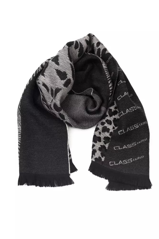 Cavalli Class Black Wool Men Scarf - 3